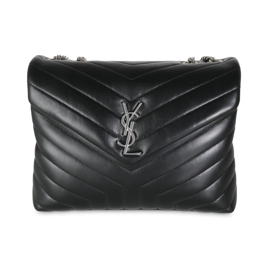 SAINT LAURENT - Black Matelassé Lambskin Medium Loulou