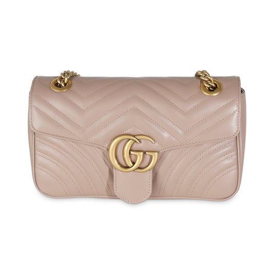 GUCCI - GG Marmont Dusty Pink Calfskin Matelasse Small Bag