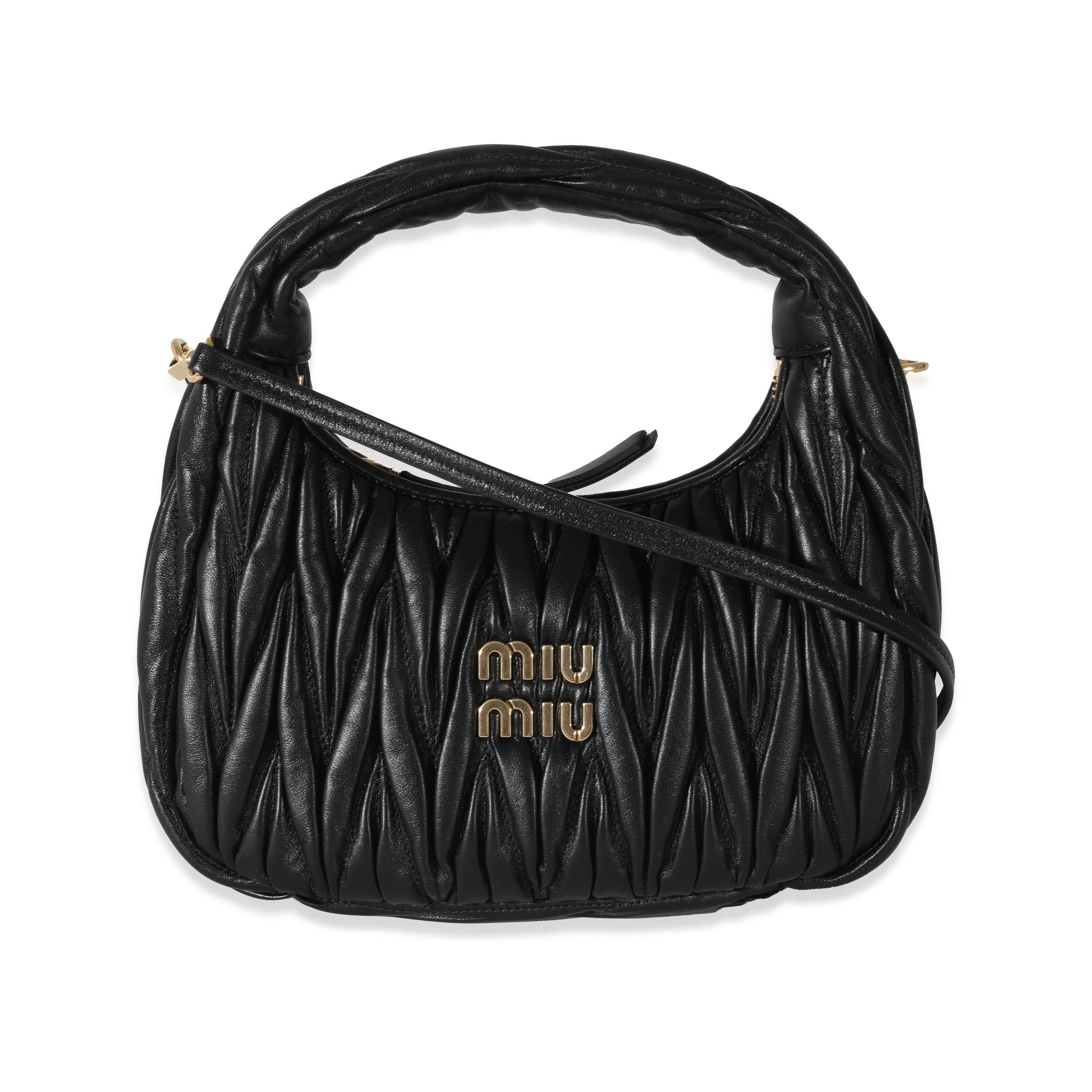 MIU MIU - Black Nappa Matelasse Wander Hobo