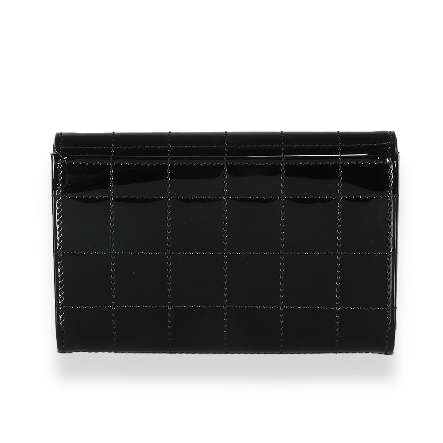 PRE-OWNED Black Patent Cassandre Small Envelope Wallet