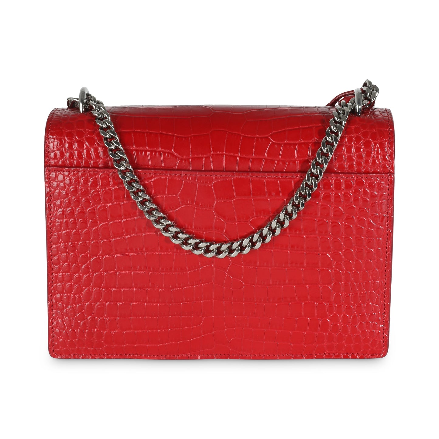 SAINT LAURENT - Rouge Eros Crocodile Embossed Calfskin Medium Sunset