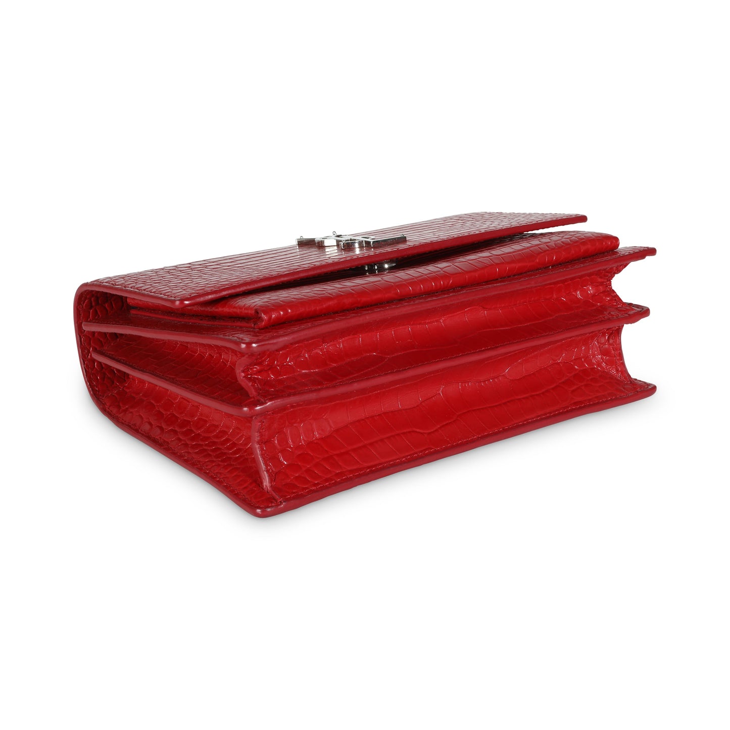 SAINT LAURENT - Rouge Eros Crocodile Embossed Calfskin Medium Sunset