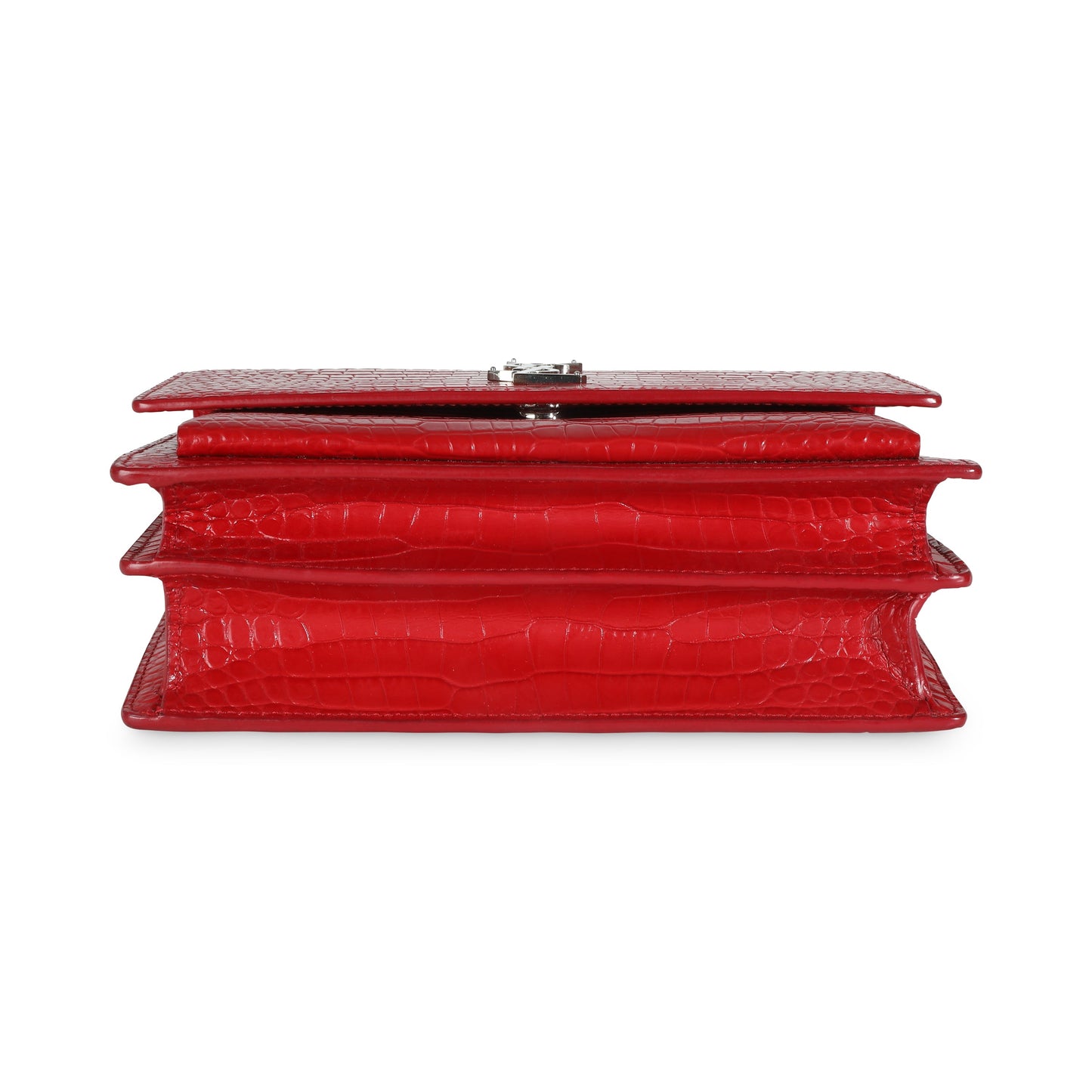 SAINT LAURENT - Rouge Eros Crocodile Embossed Calfskin Medium Sunset