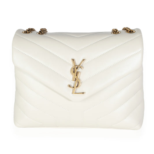 SAINT LAURENT - Crema Soft Calfskin Y Quilted Monogram Small Loulou Bag