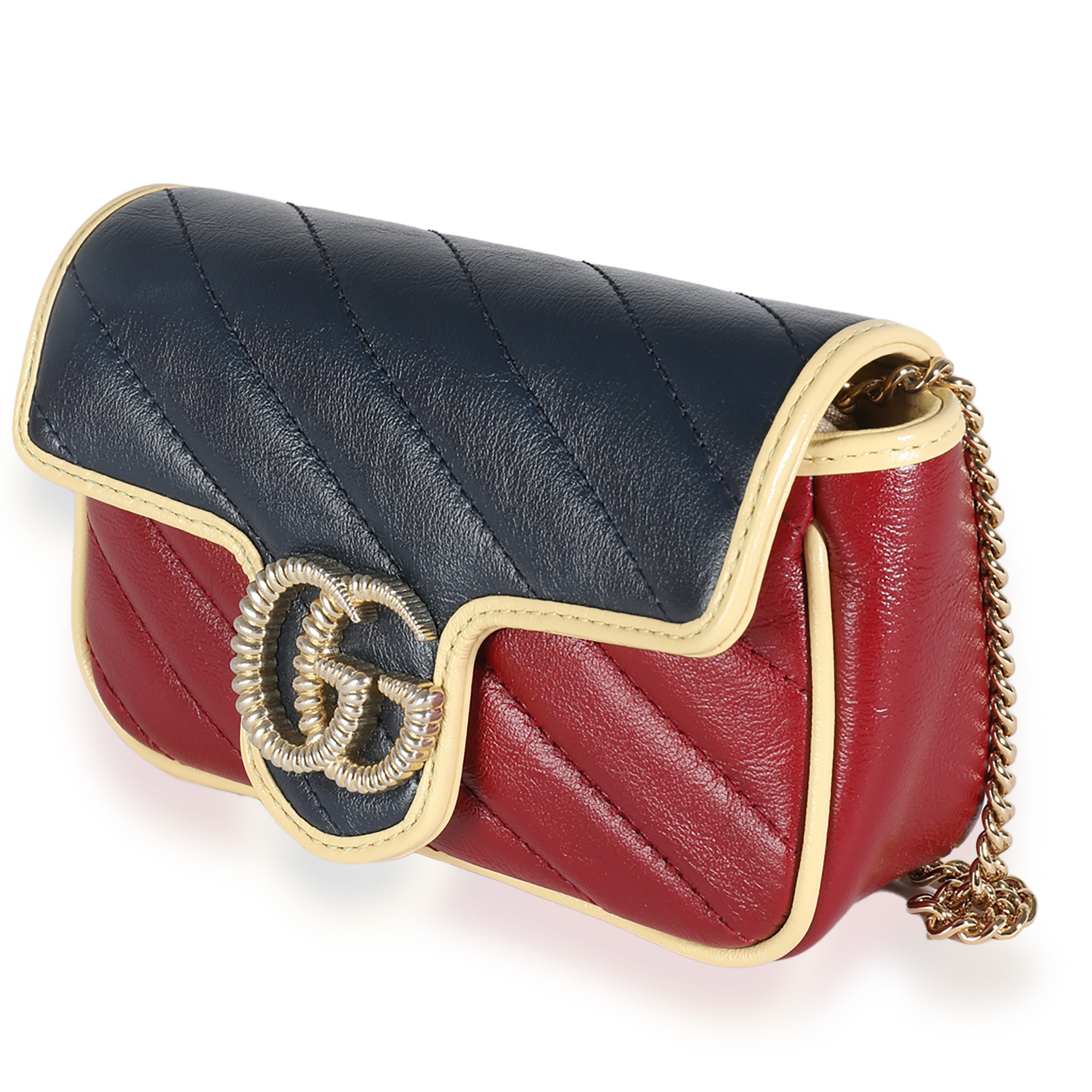 GUCCI - Bolso de mano Super Mini Torchon GG Marmont de piel de becerro Azalea tricolor con diseño diagonal