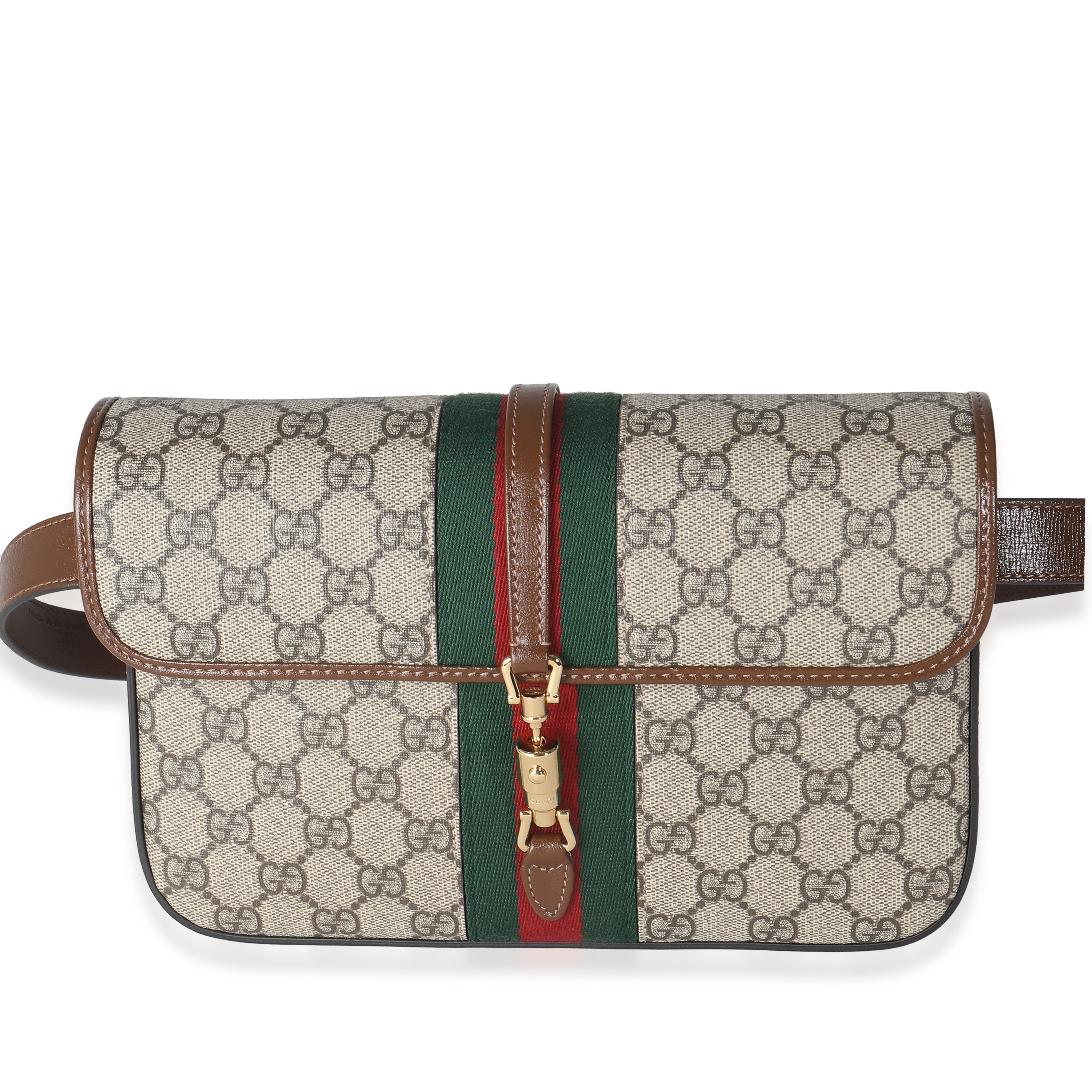 Riñonera de lona con diseño de tribanda GG Supreme en color beige de segunda mano Jackie 1961