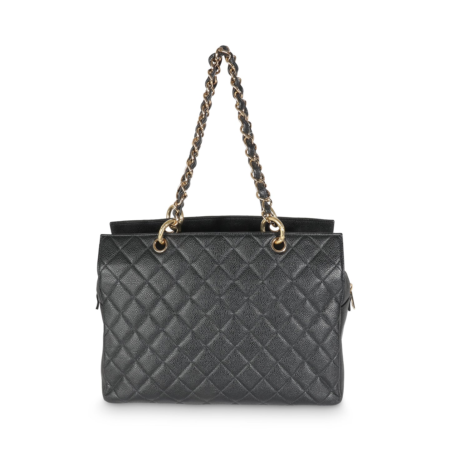 PRE-OWNED CC Black Quilted Caviar Grand Shopper Tote