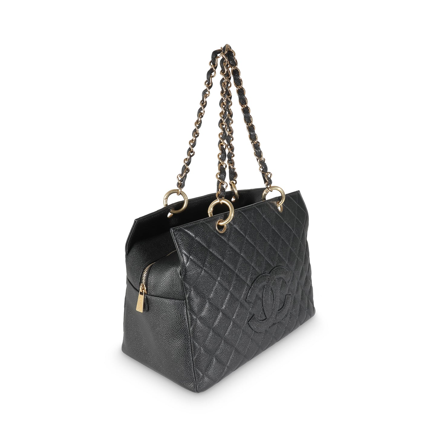 PRE-OWNED CC Black Quilted Caviar Grand Shopper Tote