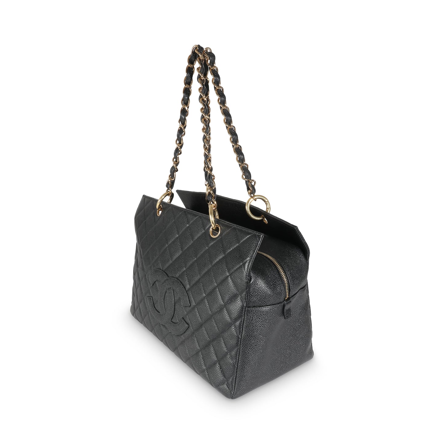 PRE-OWNED CC Black Quilted Caviar Grand Shopper Tote