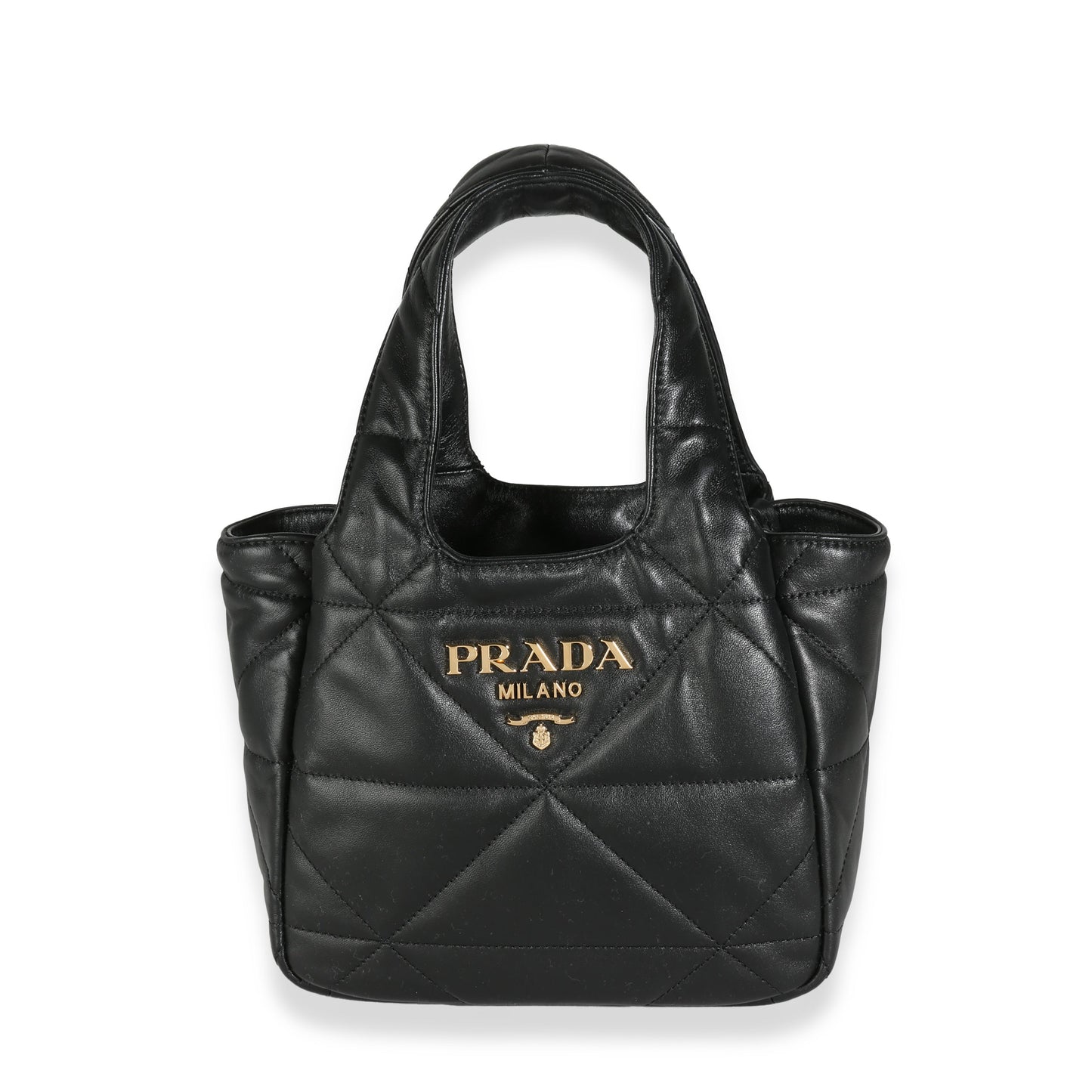 PRADA - Bolso tote pequeño de napa acolchada con triángulos negros