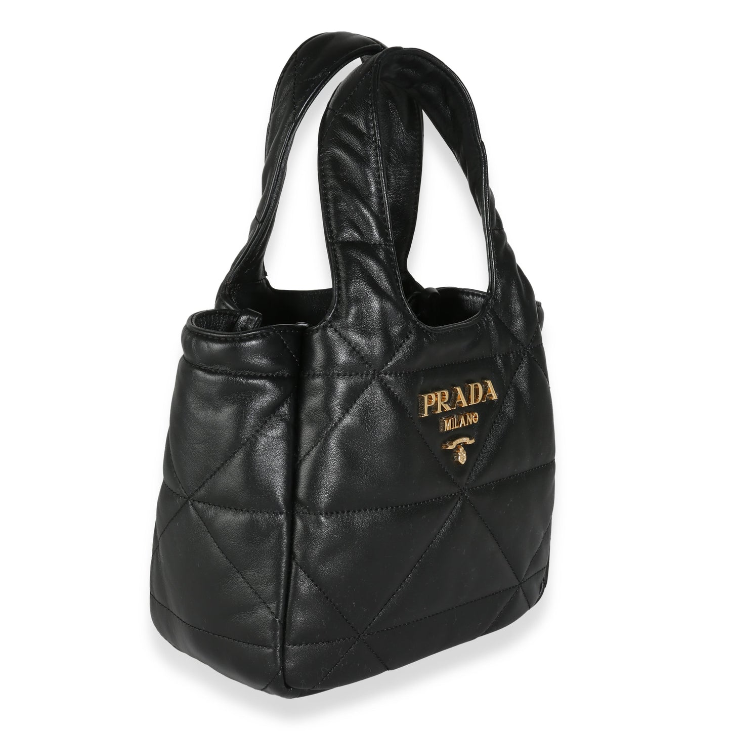 PRADA - Bolso tote pequeño de napa acolchada con triángulos negros