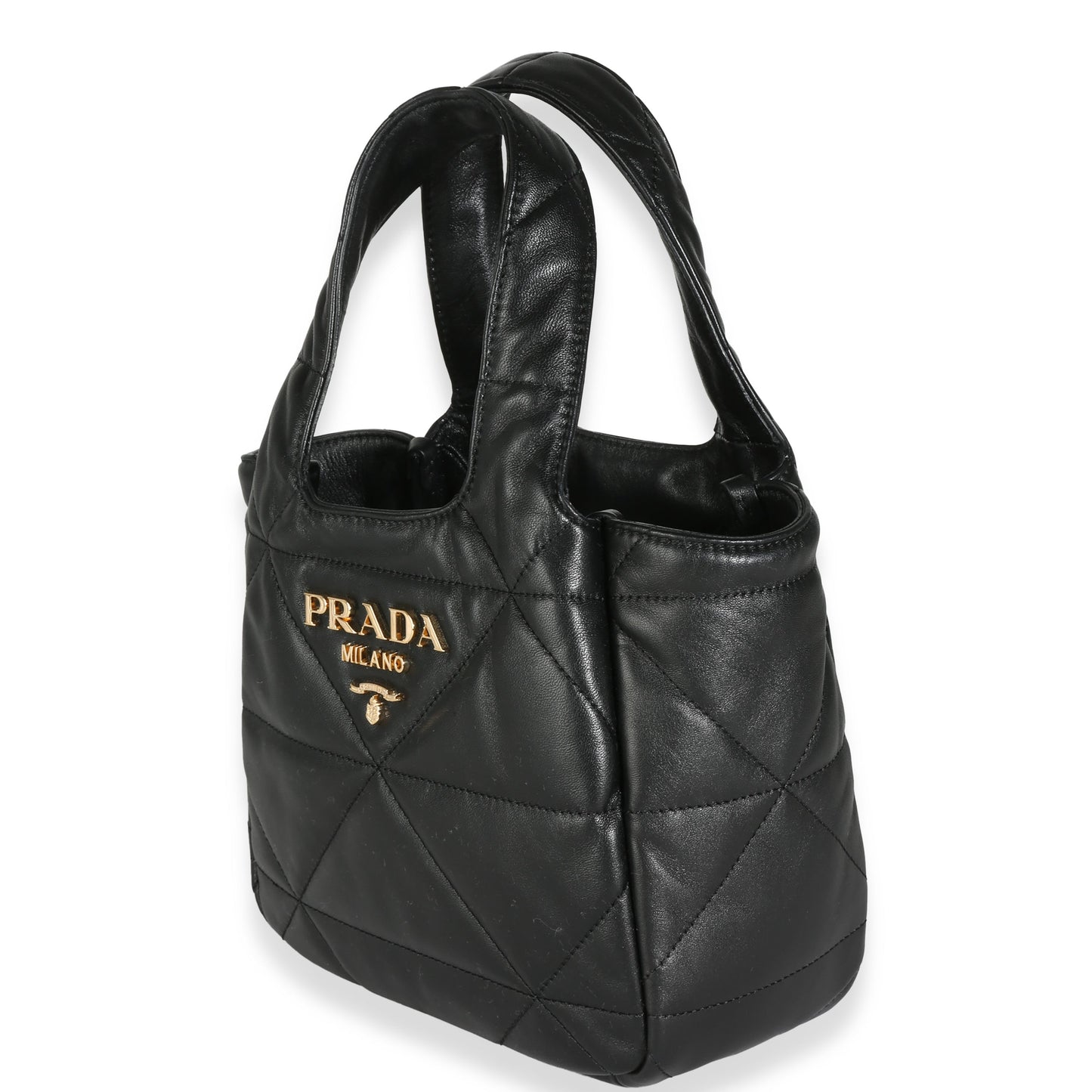 PRADA - Bolso tote pequeño de napa acolchada con triángulos negros