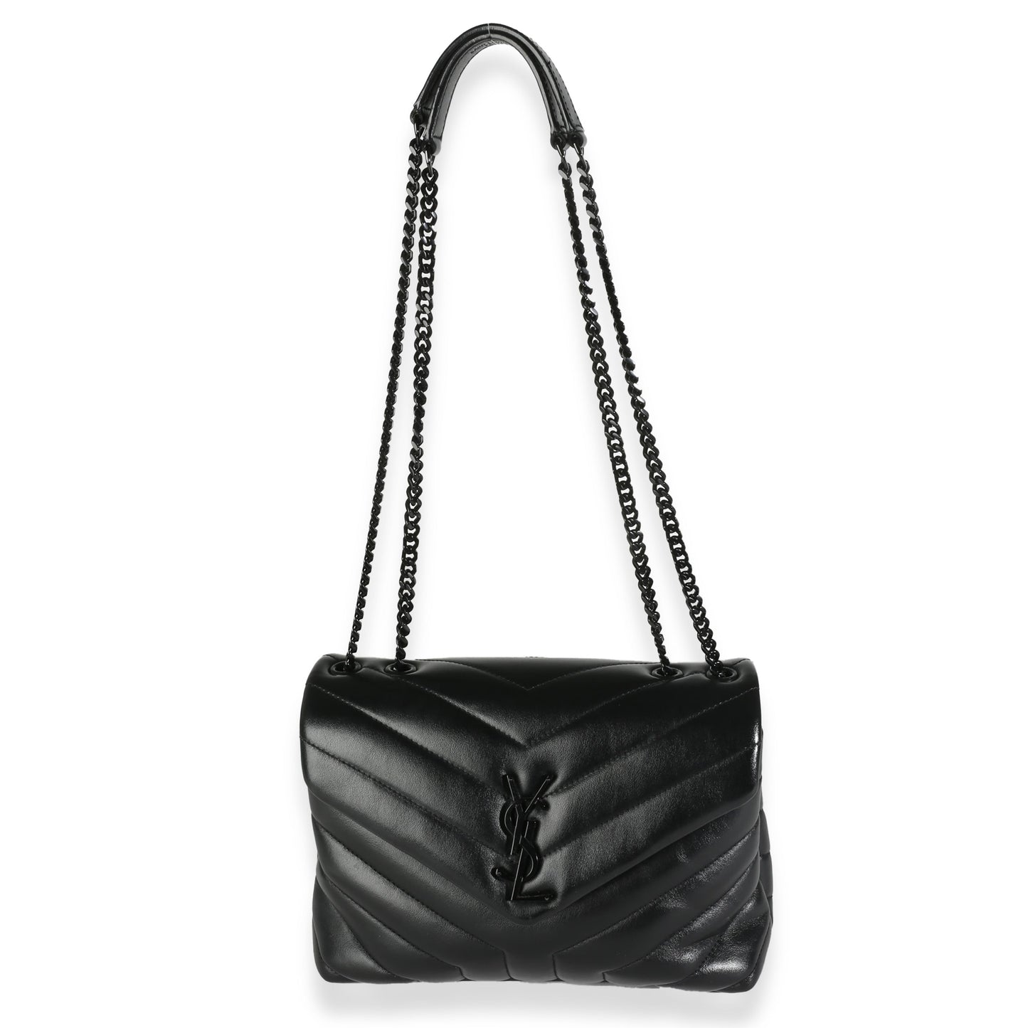 PRE-OWNED Black Matelasse Calfskin Small Lou Lou Chain Bag