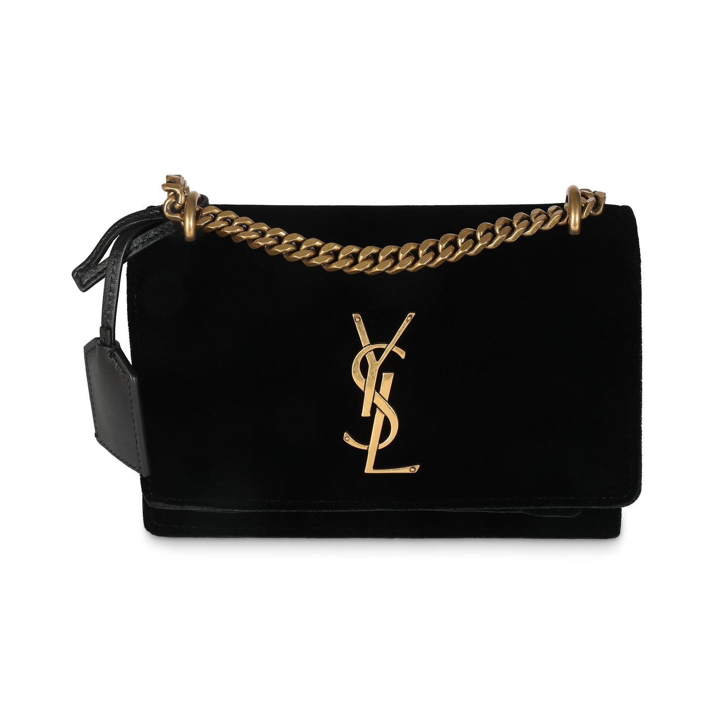 SAINT LAURENT - Black Velvet Small Sunset Shoulder Bag