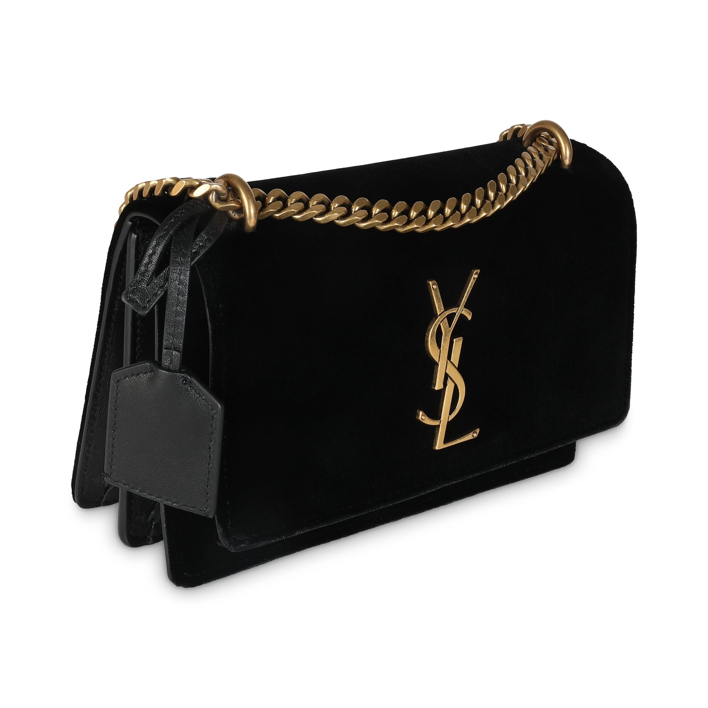 SAINT LAURENT - Black Velvet Small Sunset Shoulder Bag