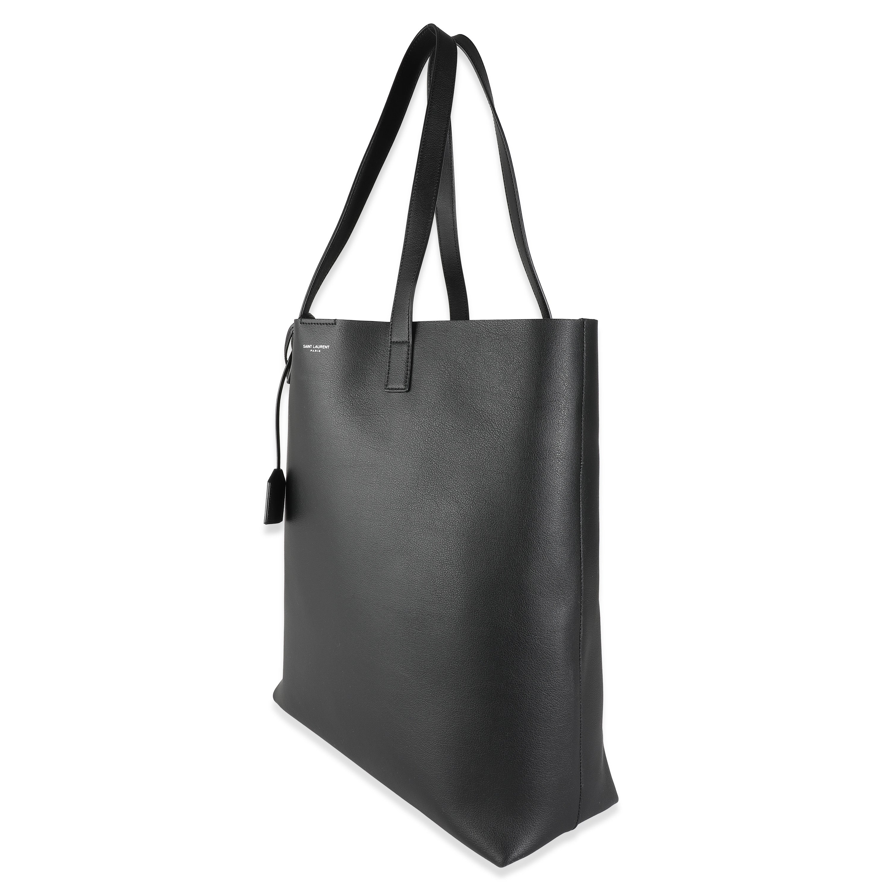 SAINT LAURENT - Black Calfskin Medium Shopping Tote