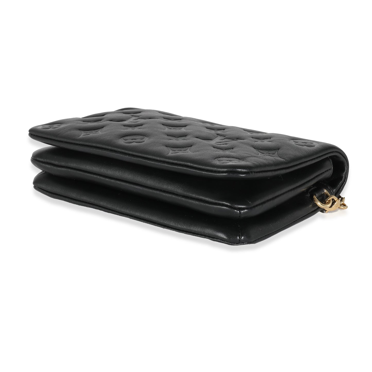 LOUIS VUITTON - Black Monogram Embossed Puffy Lambskin Pochette Coussin