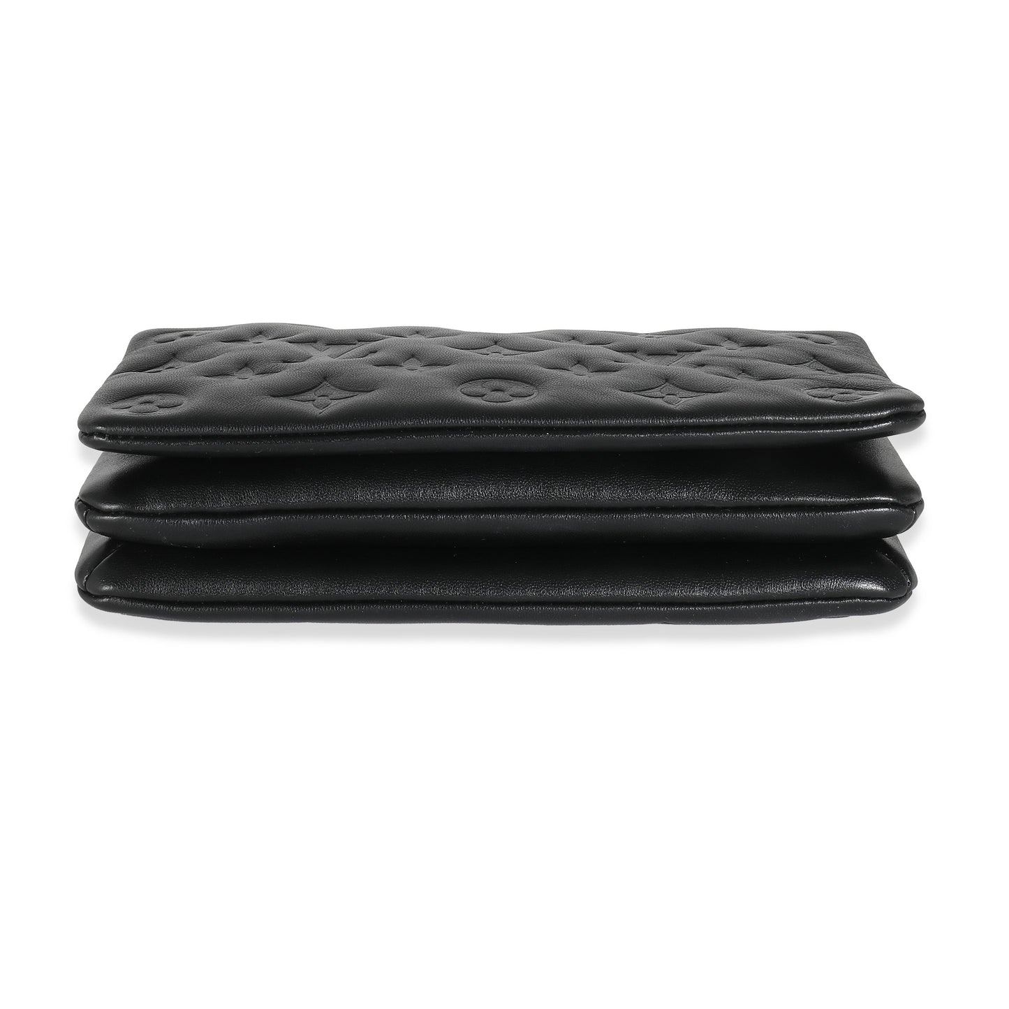 LOUIS VUITTON - Black Monogram Embossed Puffy Lambskin Pochette Coussin