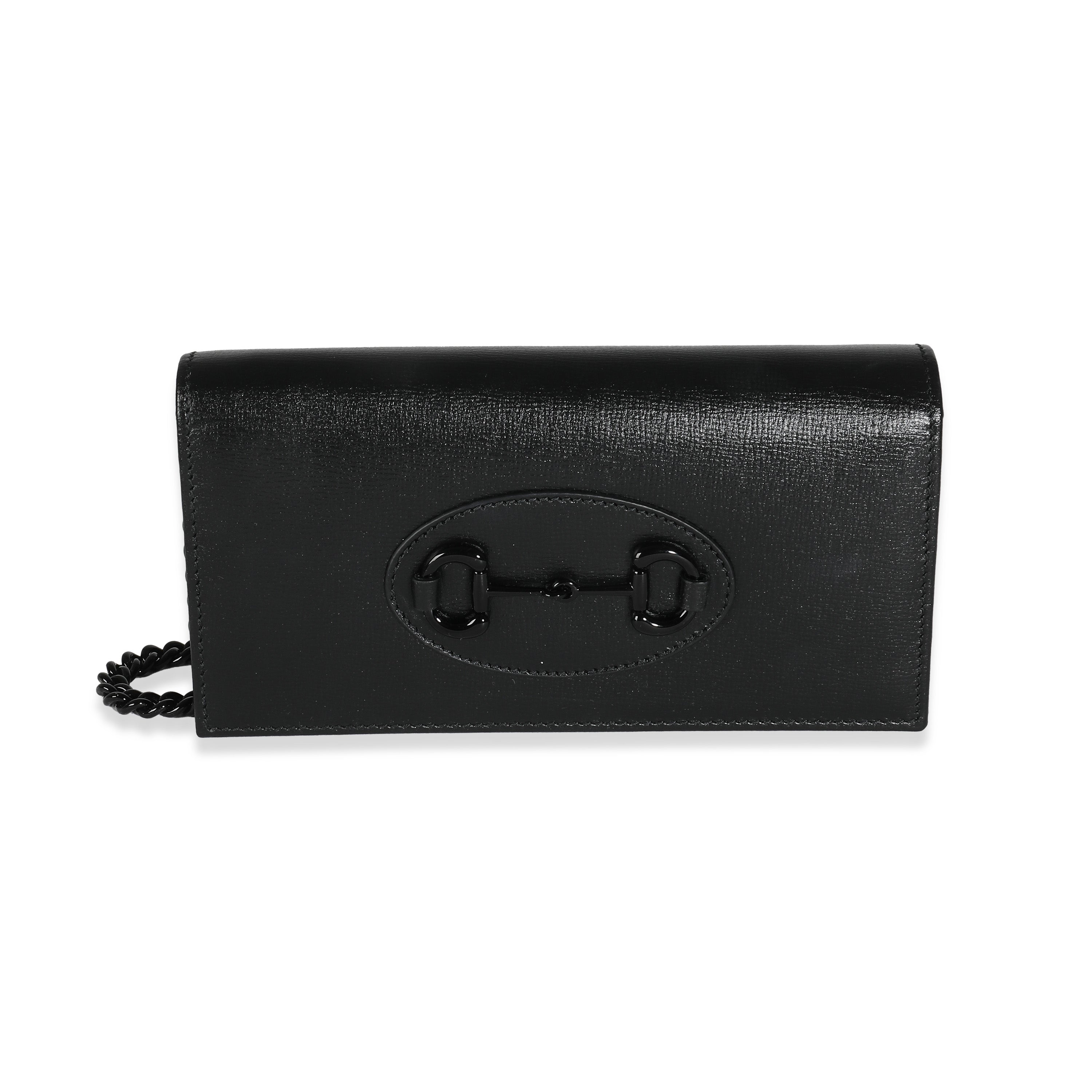 GUCCI - Black Azalea Calfskin Horsebit 1955 Chain Wallet – thevintagecaffe