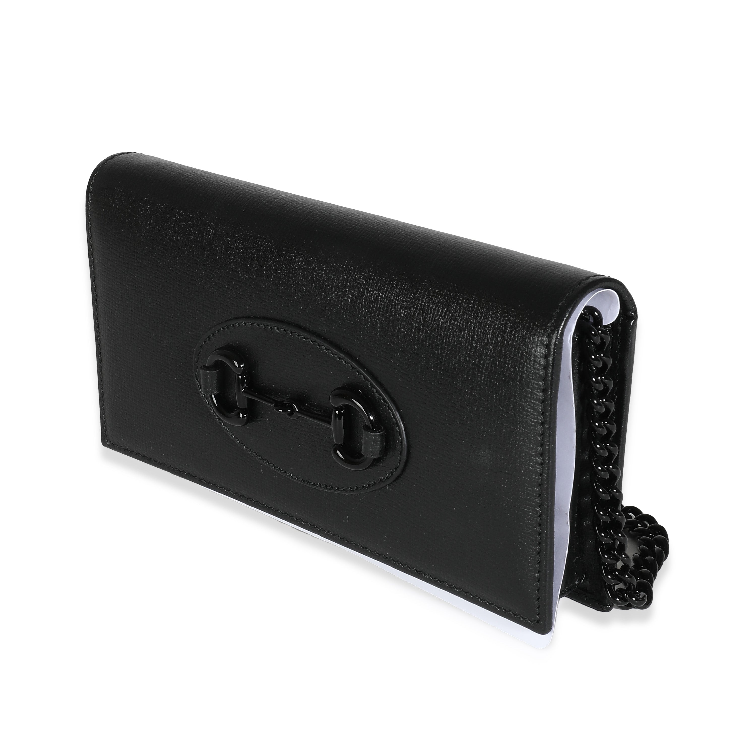 GUCCI - Cartera con cadena Horsebit 1955 de piel de becerro azalea negra