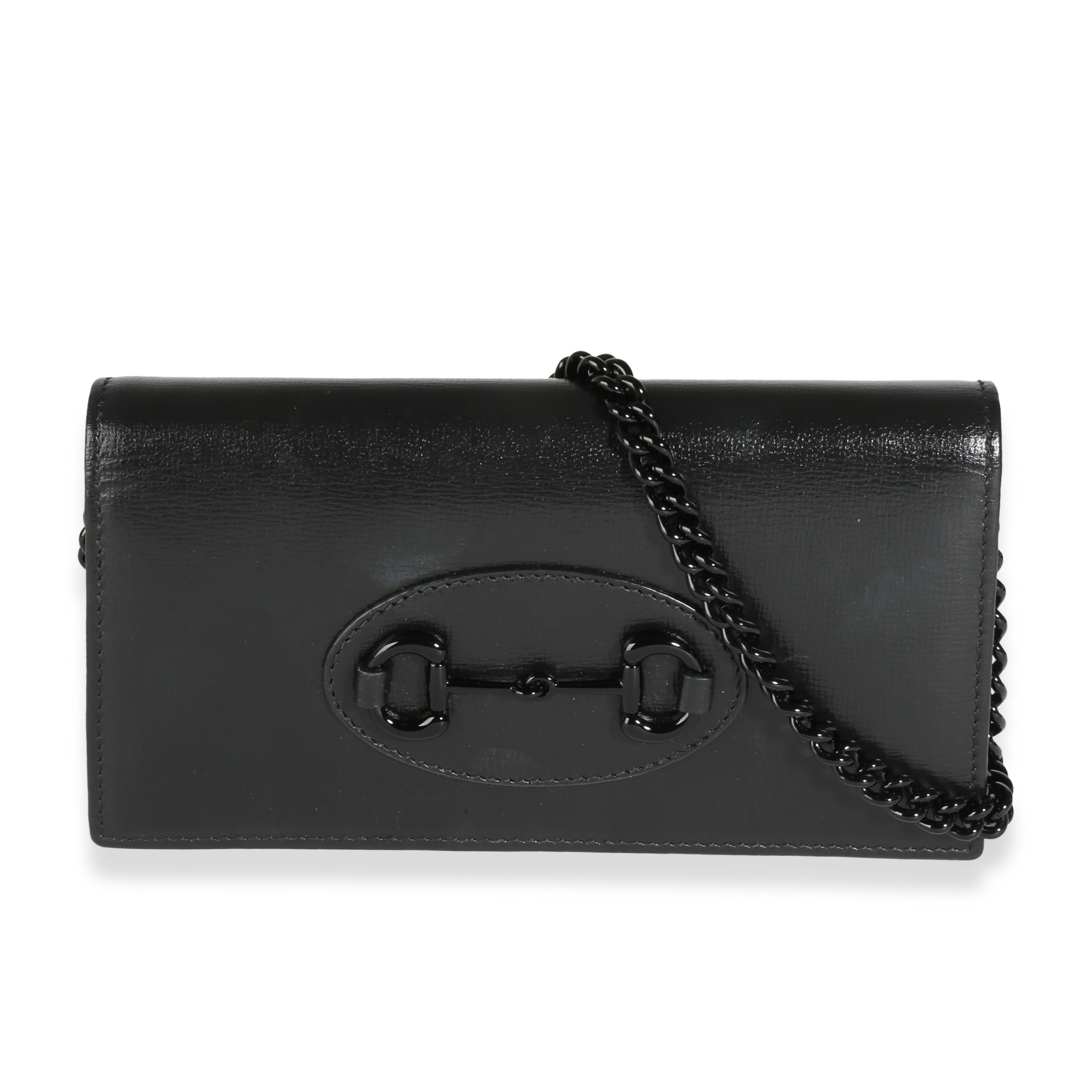 GUCCI - Cartera con cadena Horsebit 1955 de piel de becerro negra