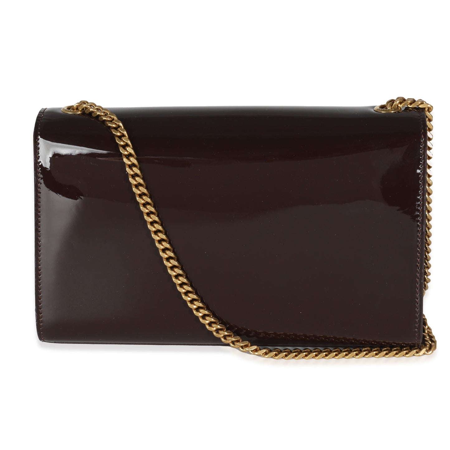 SAINT LAURENT - Spicy Chocolate Patent Medium Kate Chain Bag Crossbody Bag