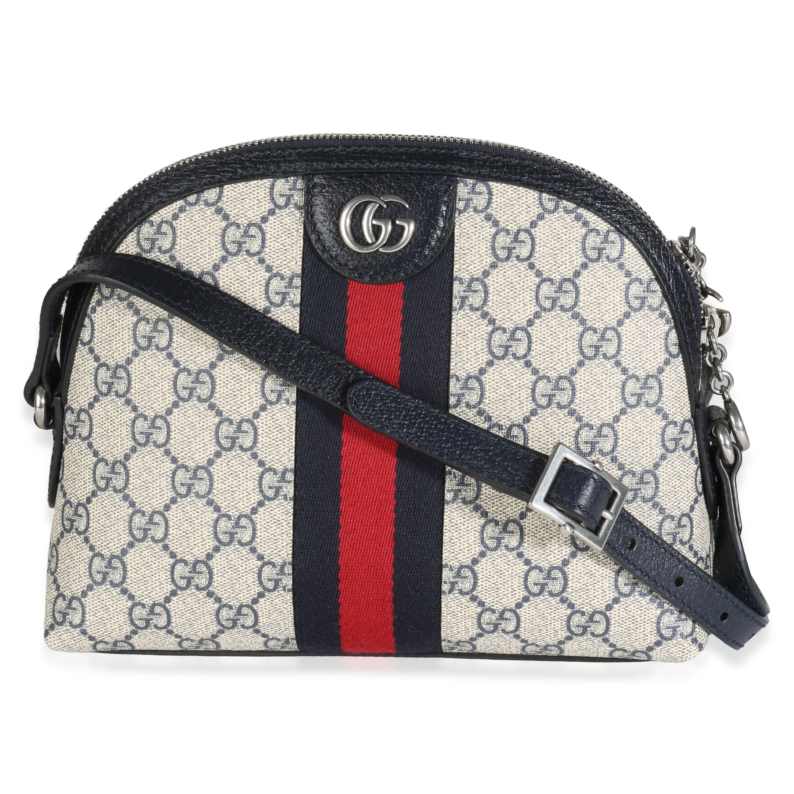 GUCCI - Bolso de hombro Ophidia pequeño de lona GG Supreme en color azul marino