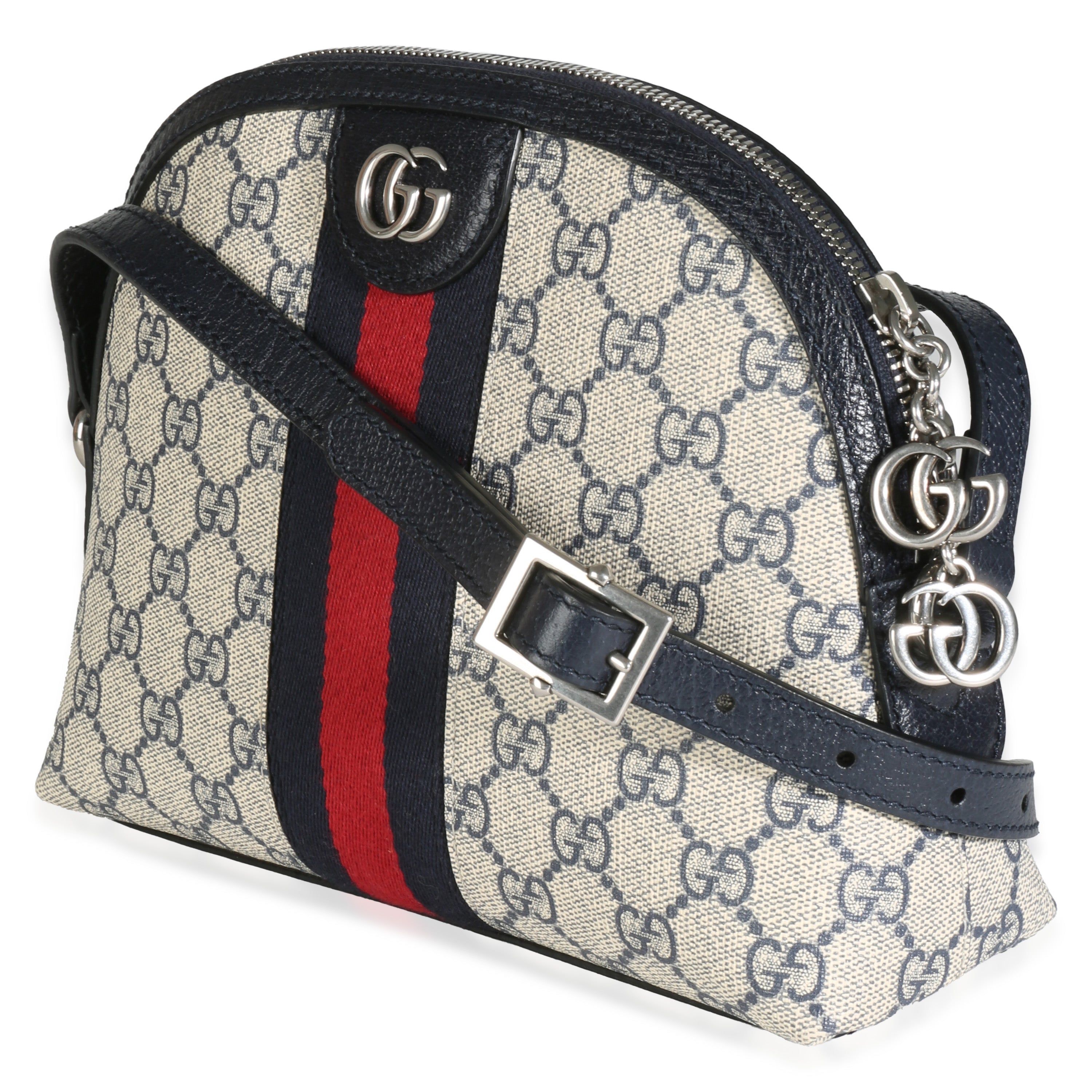 GUCCI - Bolso de hombro Ophidia pequeño de lona GG Supreme en color azul marino