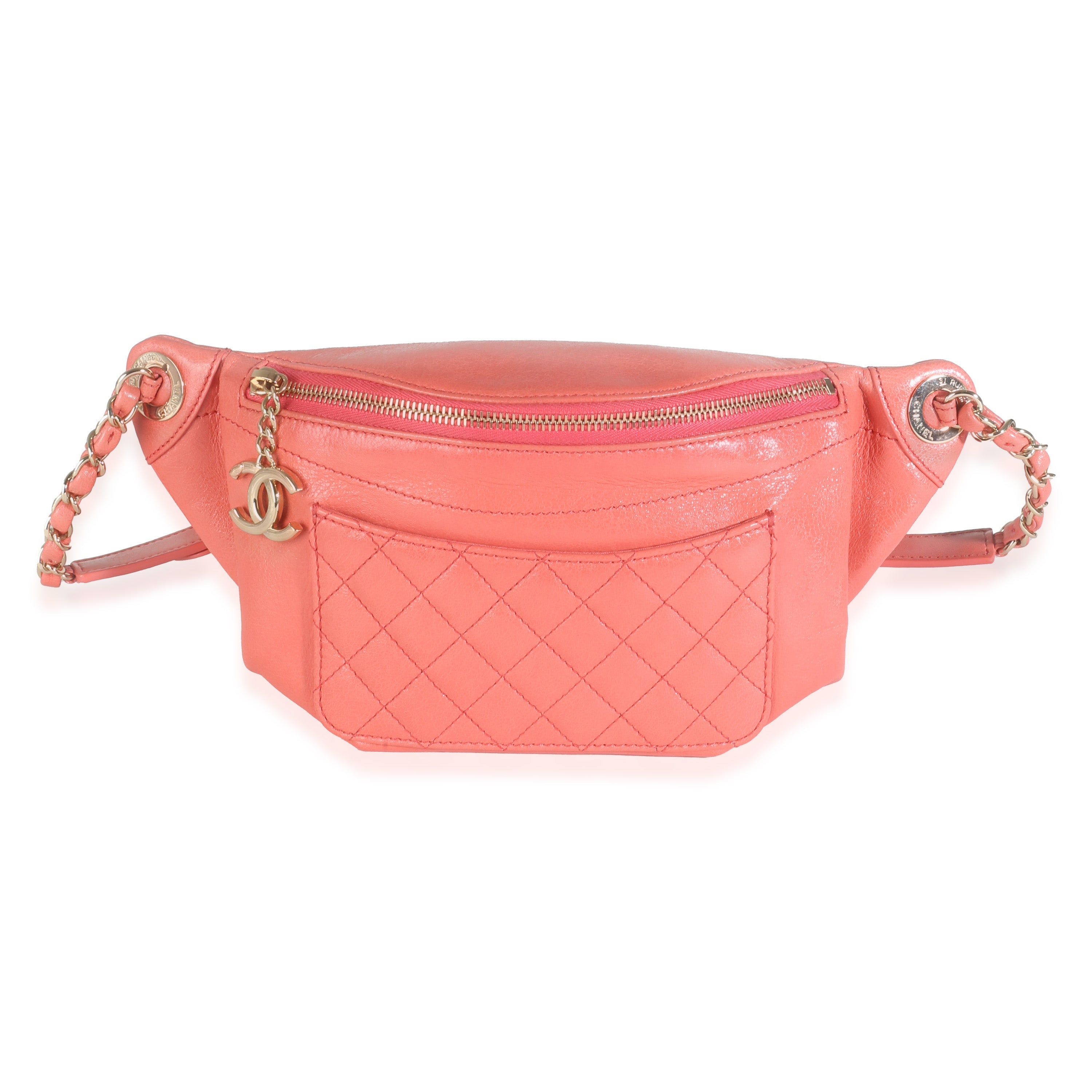 CHANEL - Riñonera Bi Classic de piel de becerro acolchada y arrugada en color rosa