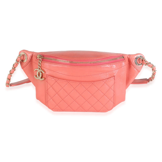 CHANEL - Pink Crumpled Quilted Calfskin Bi Classic Waist Bag