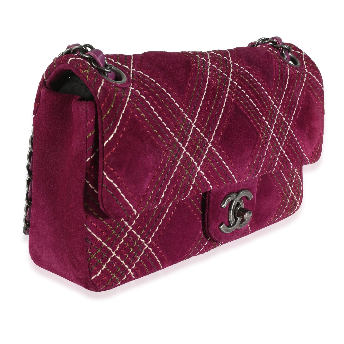 CHANEL - Purple Suede Paris Edinburgh Medium Saltire Flap Bag