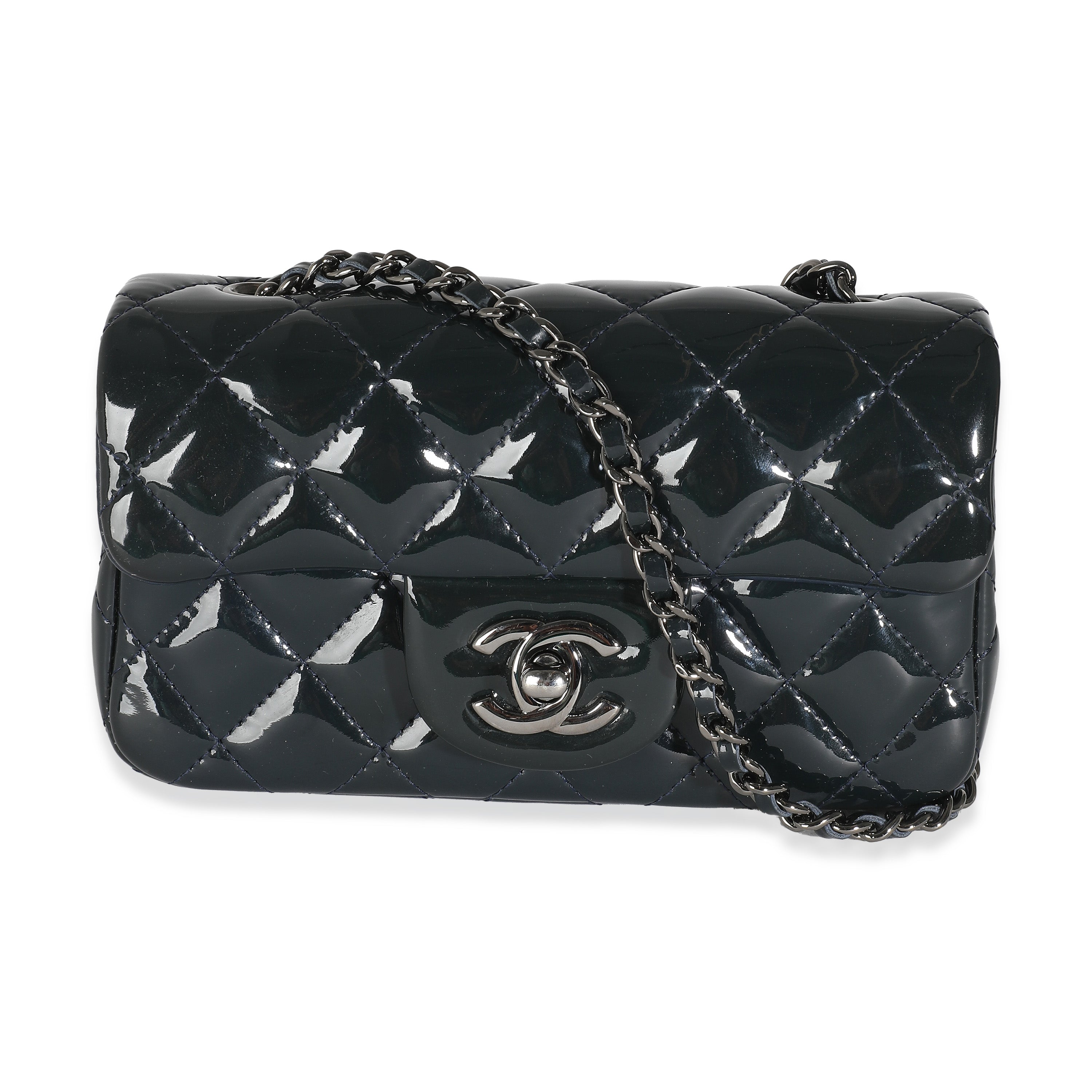 Bolso rectangular con solapa extra pequeño acolchado en azul marino CC USADO