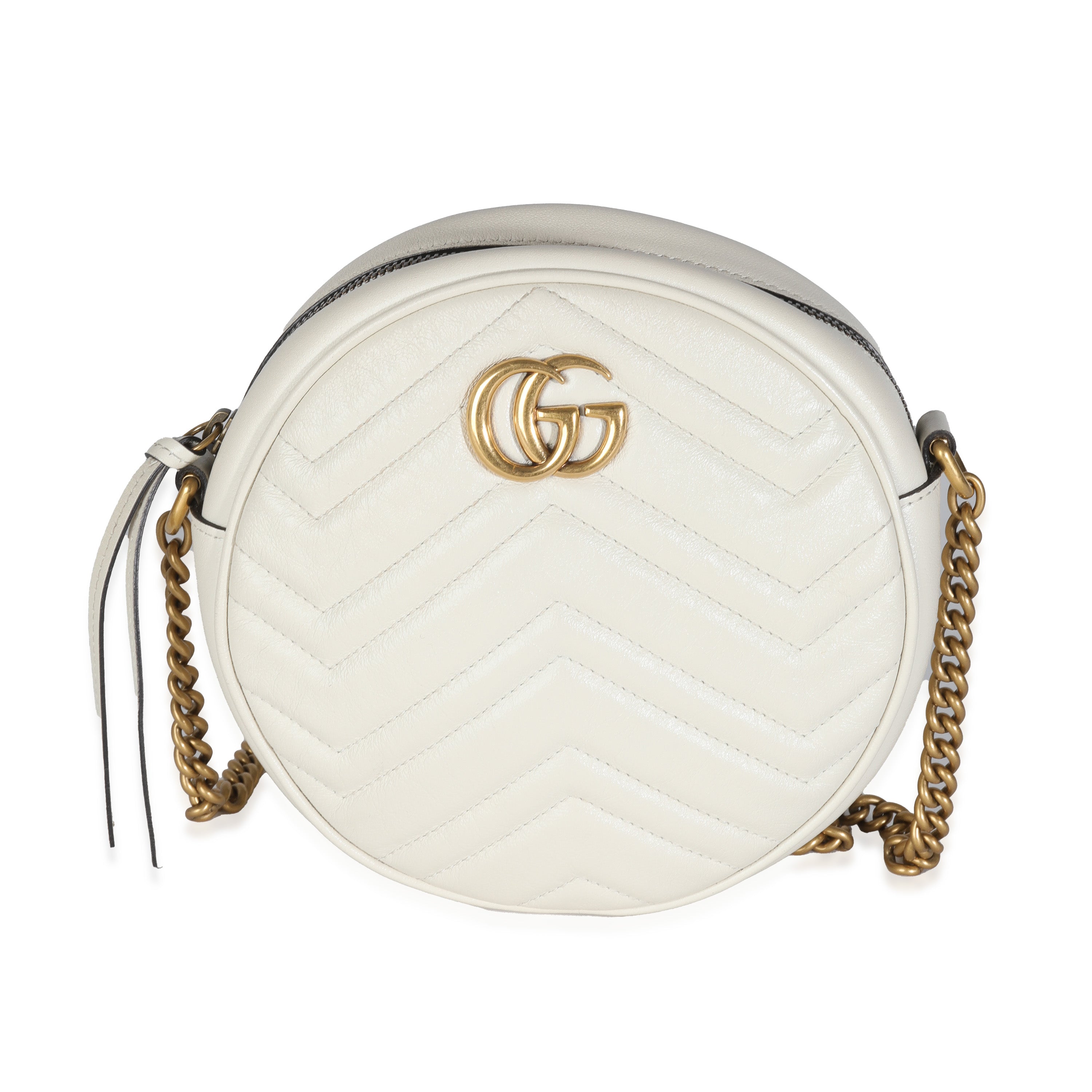 Bolso Marmont redondo de piel de becerro matelasse blanca GG de segunda mano