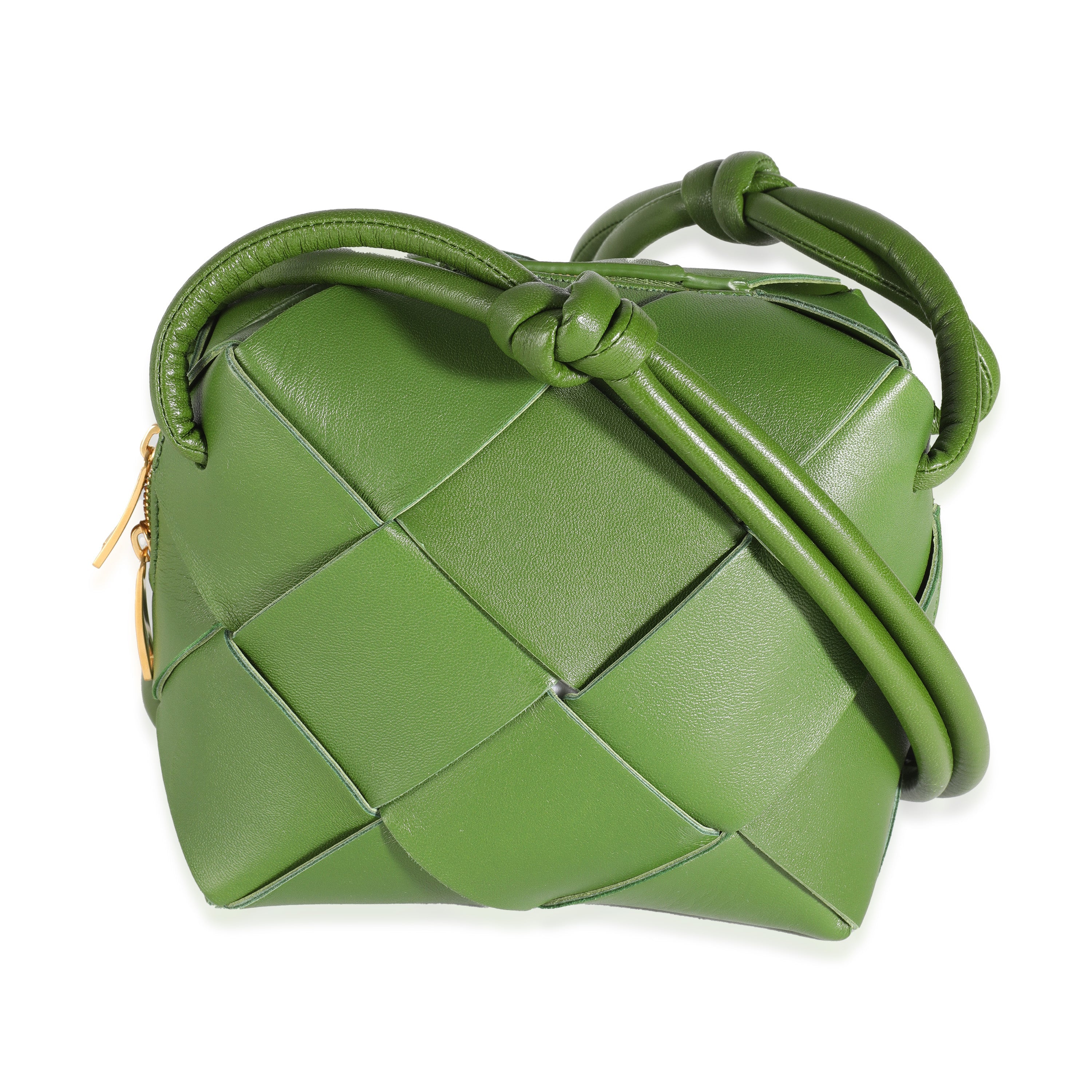 PRE-OWNED Avocado Nappa Intrecciato Mini Cassette Camera Bag