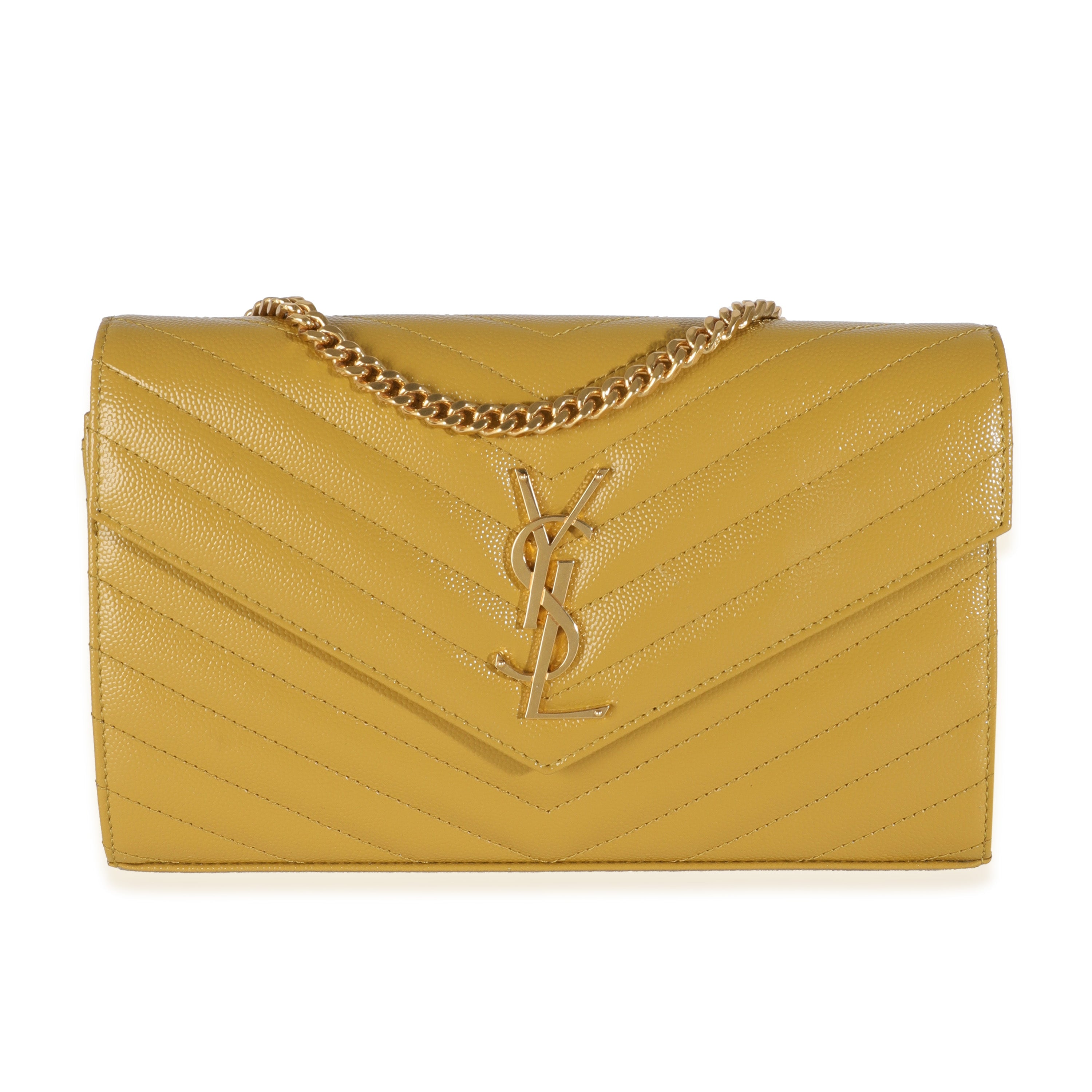 PRE-OWNED Yellow Grain De Poudre Cassandre Chain Wallet