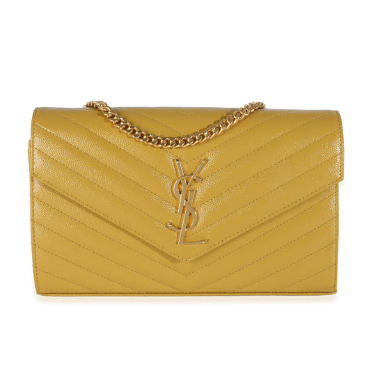 PRE-OWNED Yellow Grain De Poudre Cassandre Chain Wallet