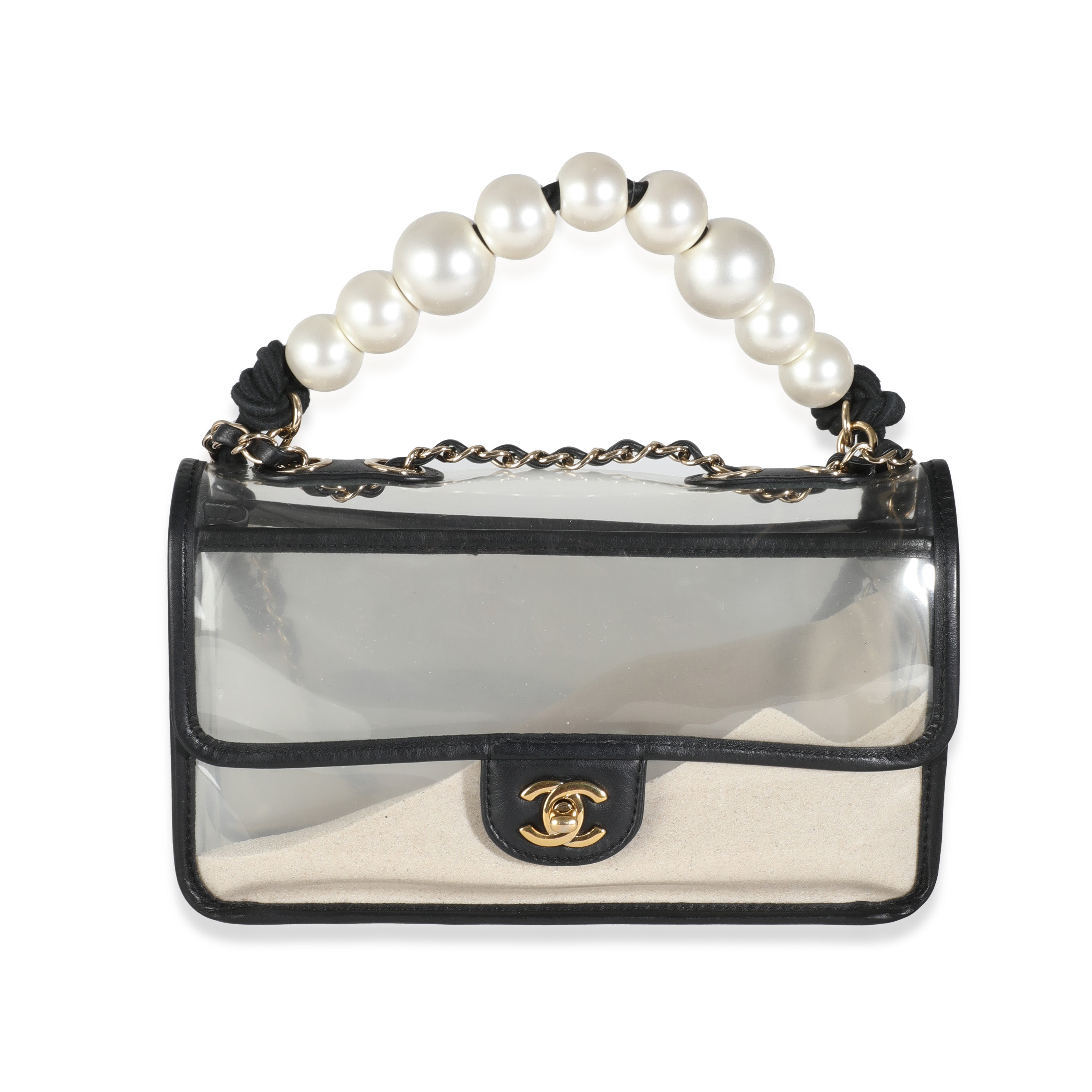 Bolso con solapa mediano CC Sand By The Sea de PVC negro de segunda mano