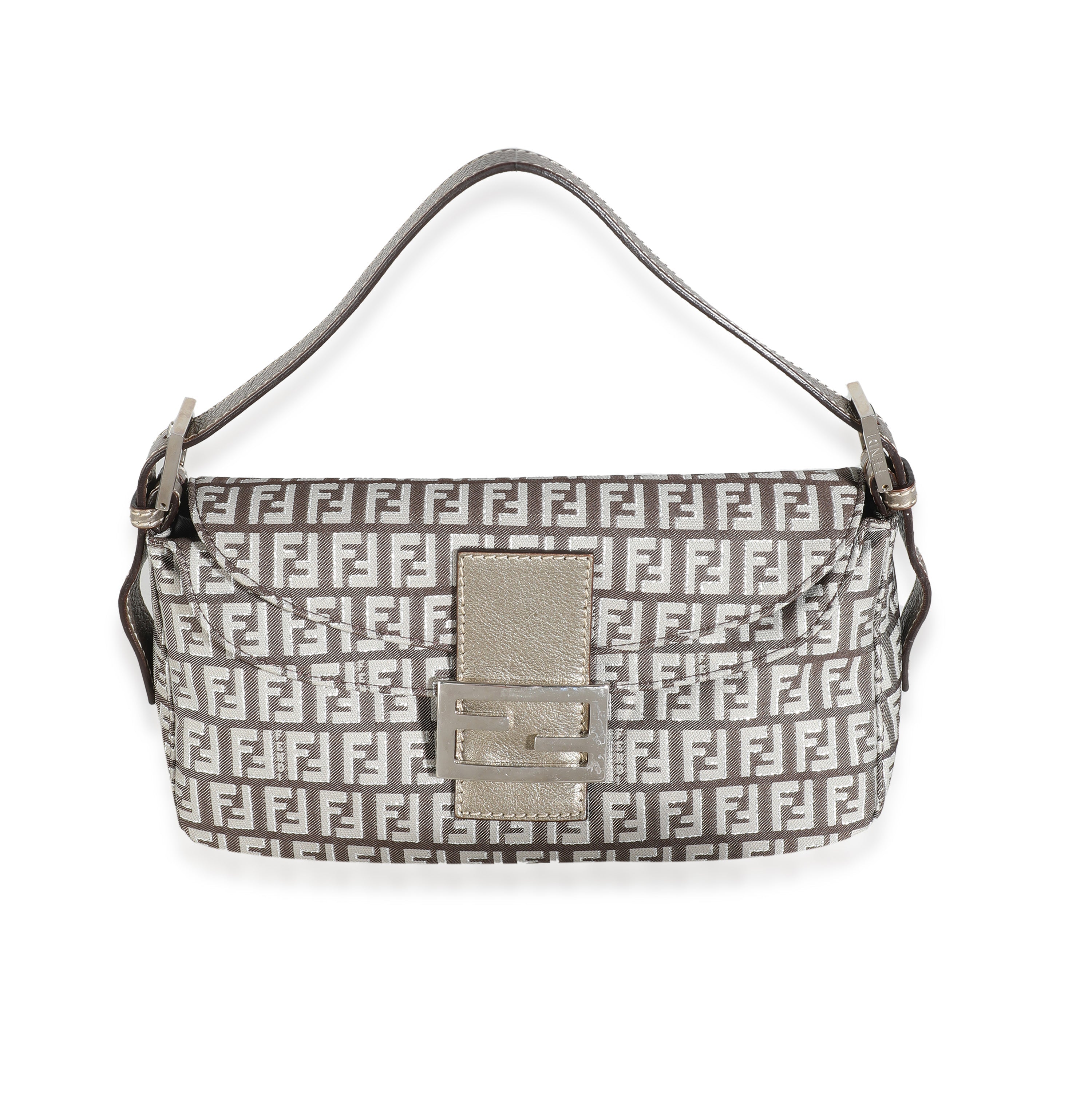 PRE-OWNED Grey Metallic Zucchino Canvas Mama Baguette
