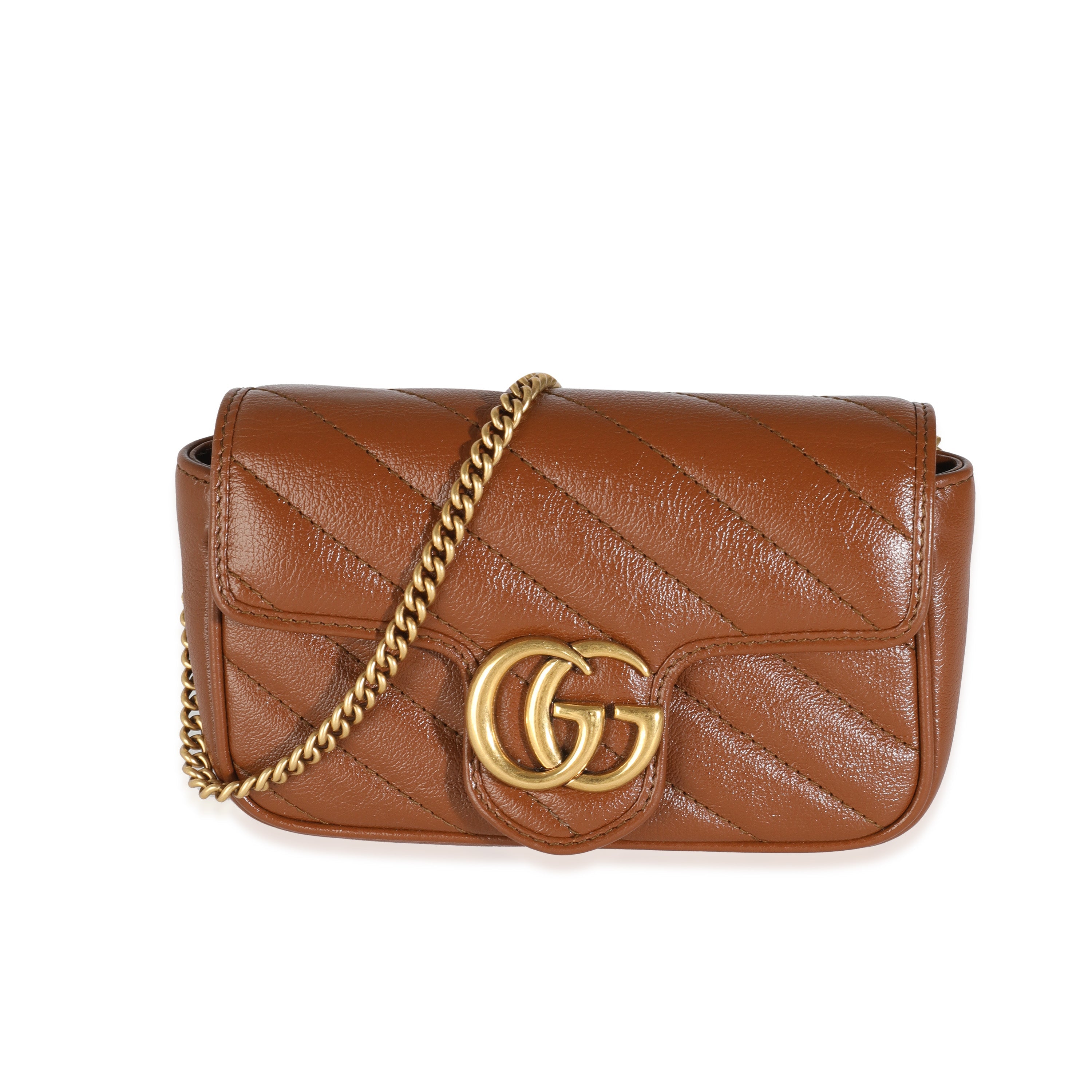 Bolso Super Mini GG Marmont de piel de becerro marrón GG USADO