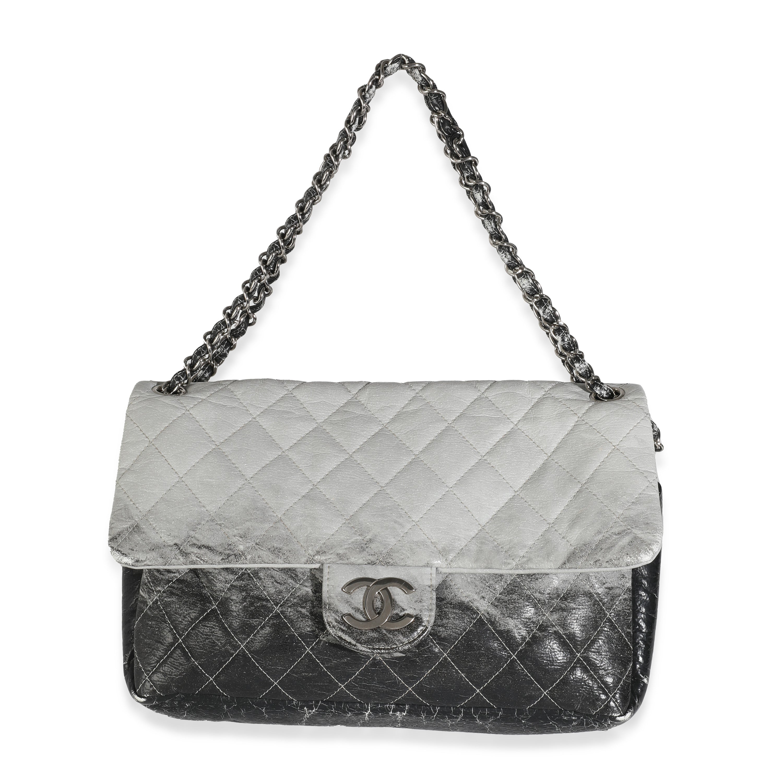 Bolso con solapa y diseño degradado Melrose de vinilo acolchado negro CC USADO