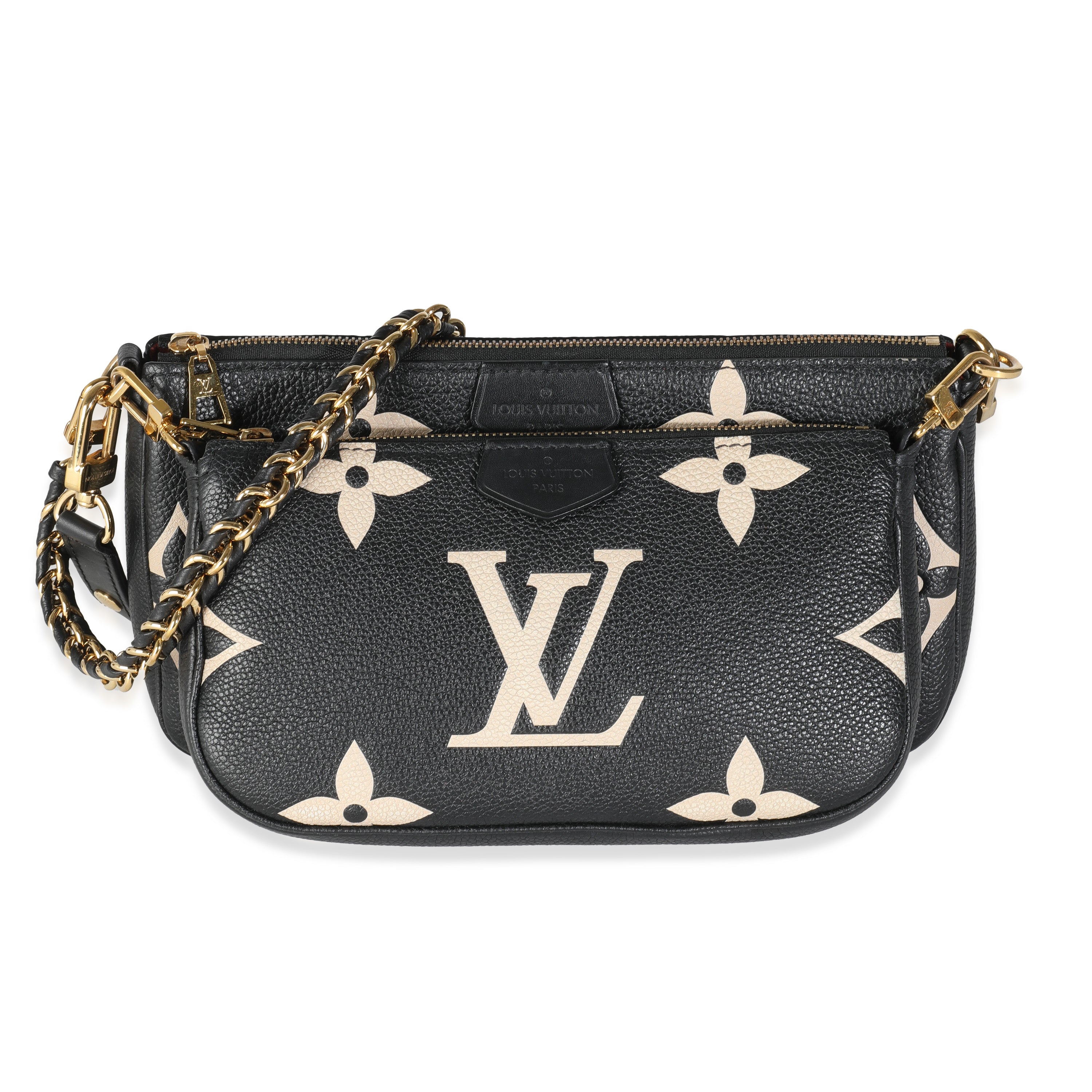PRE-OWNED LV Black Cream Giant Monogram Empreinte Multi Pochette Accessoires