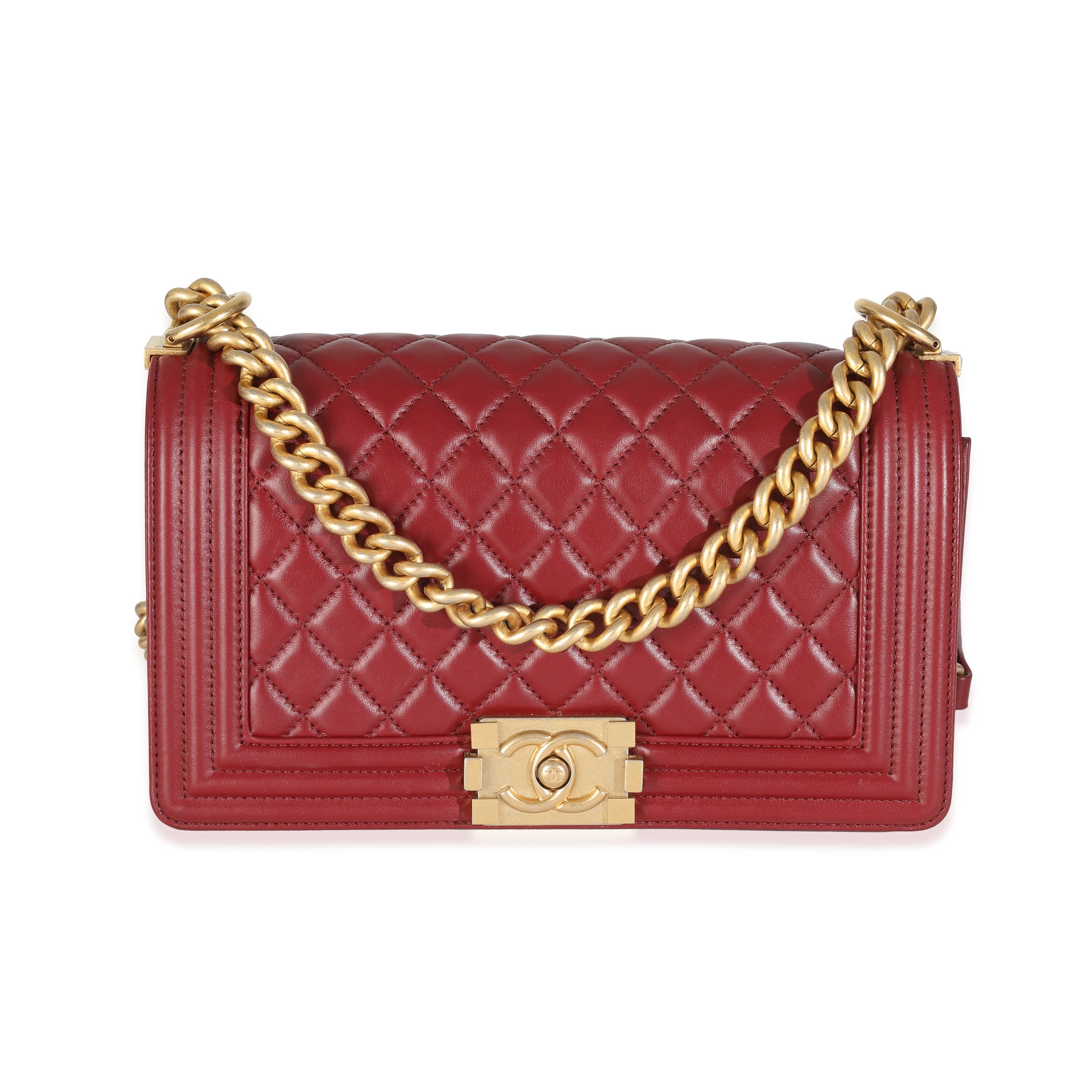 Bolso mediano para niño CC de piel de cordero acolchada roja de segunda mano