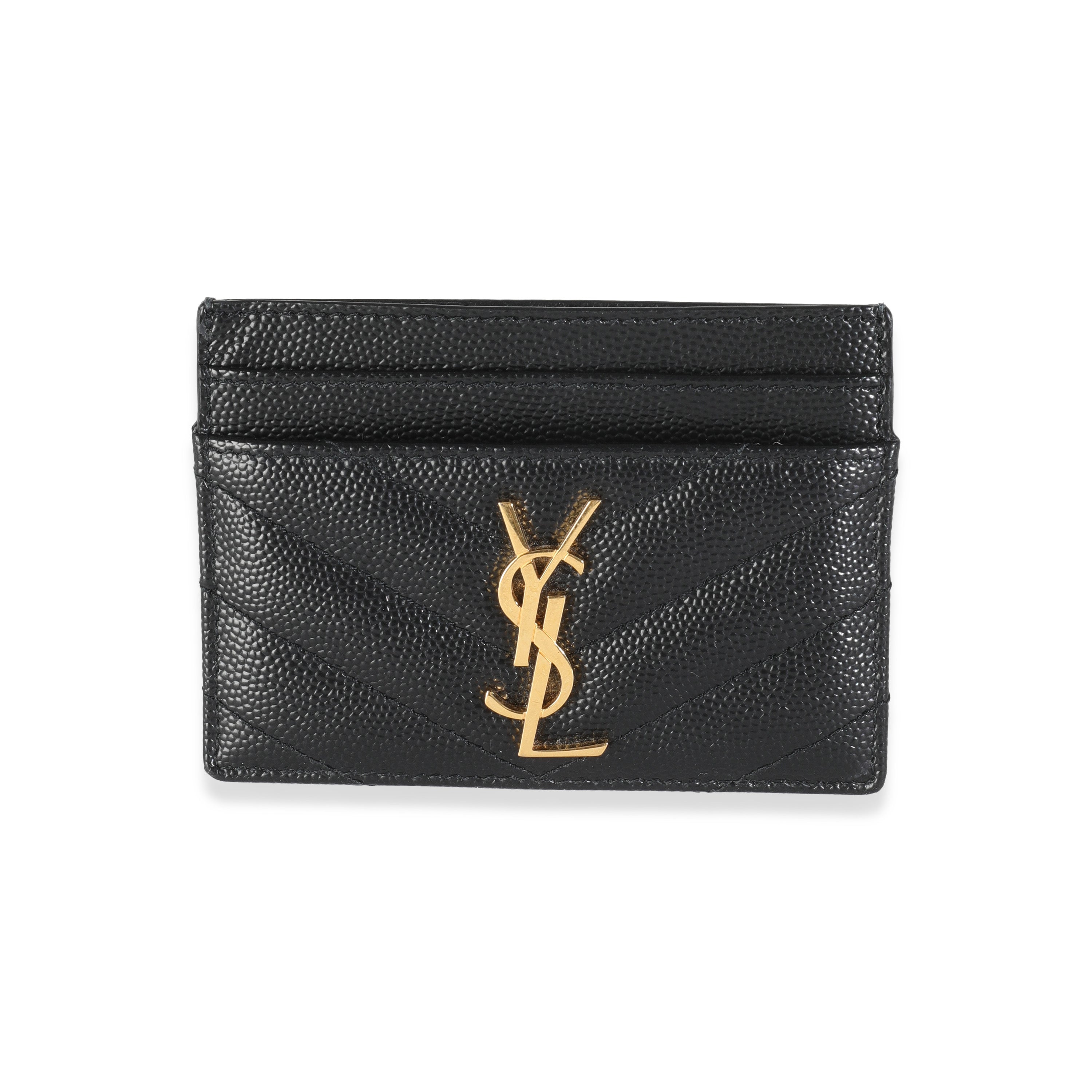 PRE-OWNED Black Grain De Poudre Cassandre Card Case