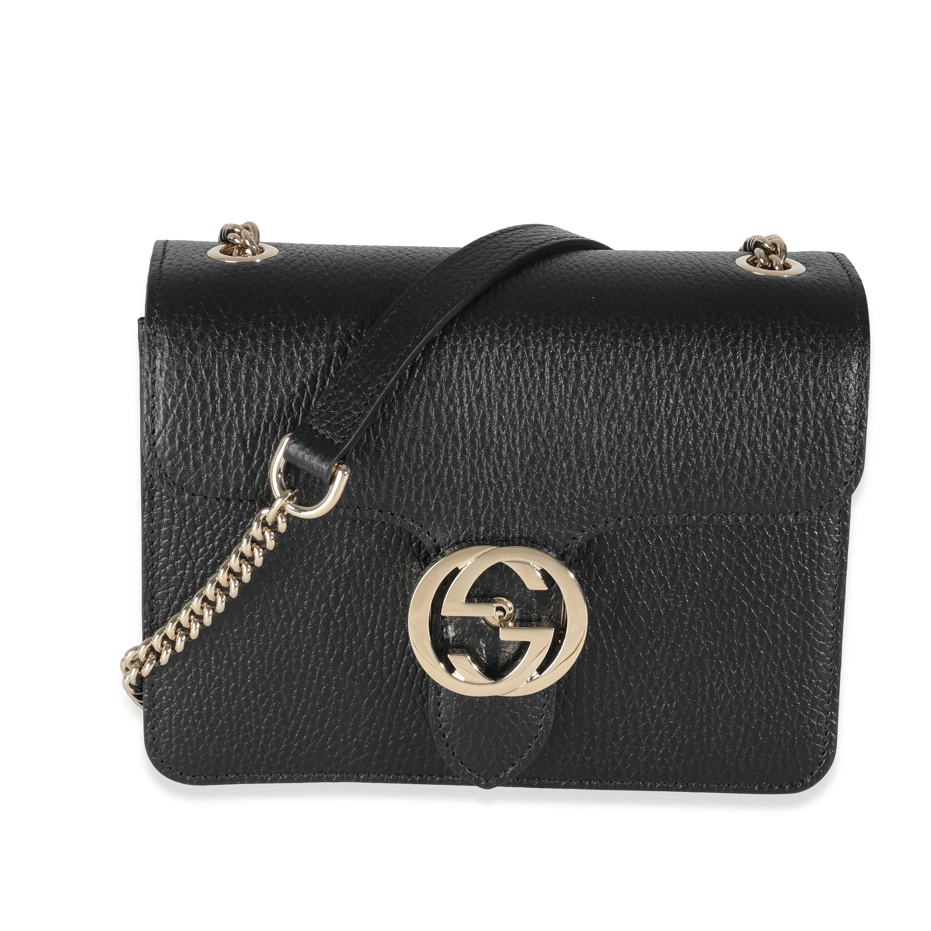 Bolso de hombro pequeño con G entrelazada de piel de becerro GG Black Dollar de segunda mano