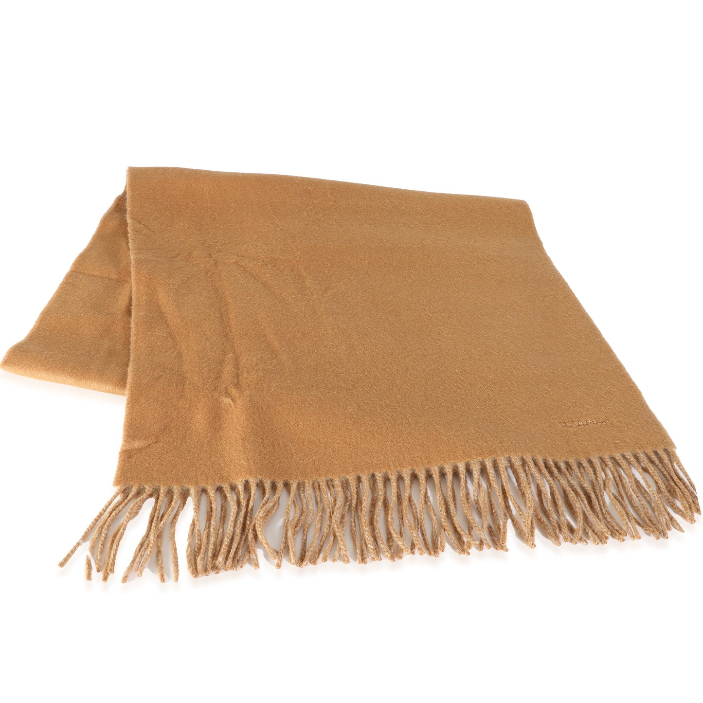 PRE-OWNED Camel Beige Cashmere Recto Verso Muffler Scarf