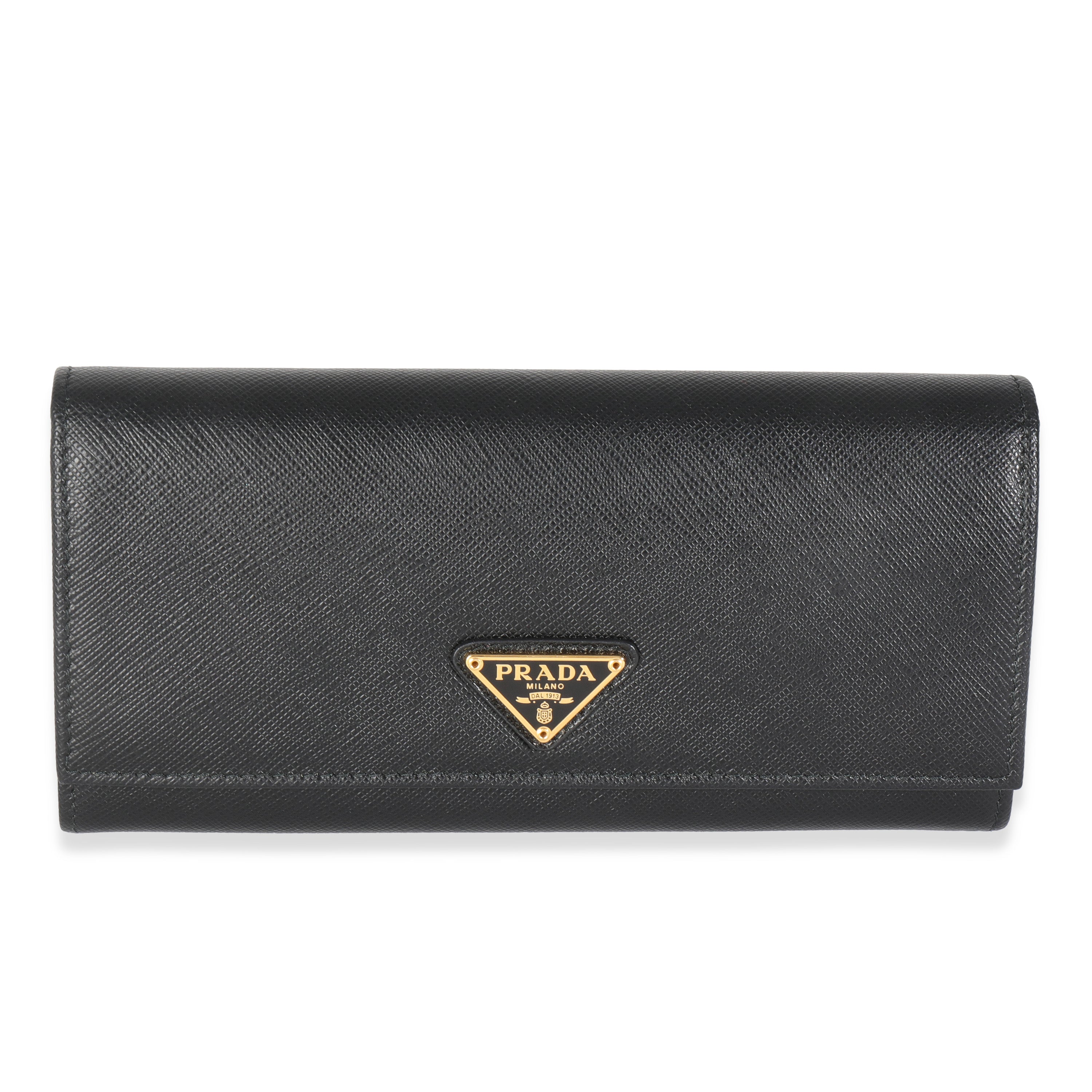 PRE-OWNED Black Saffiano Large Wallet