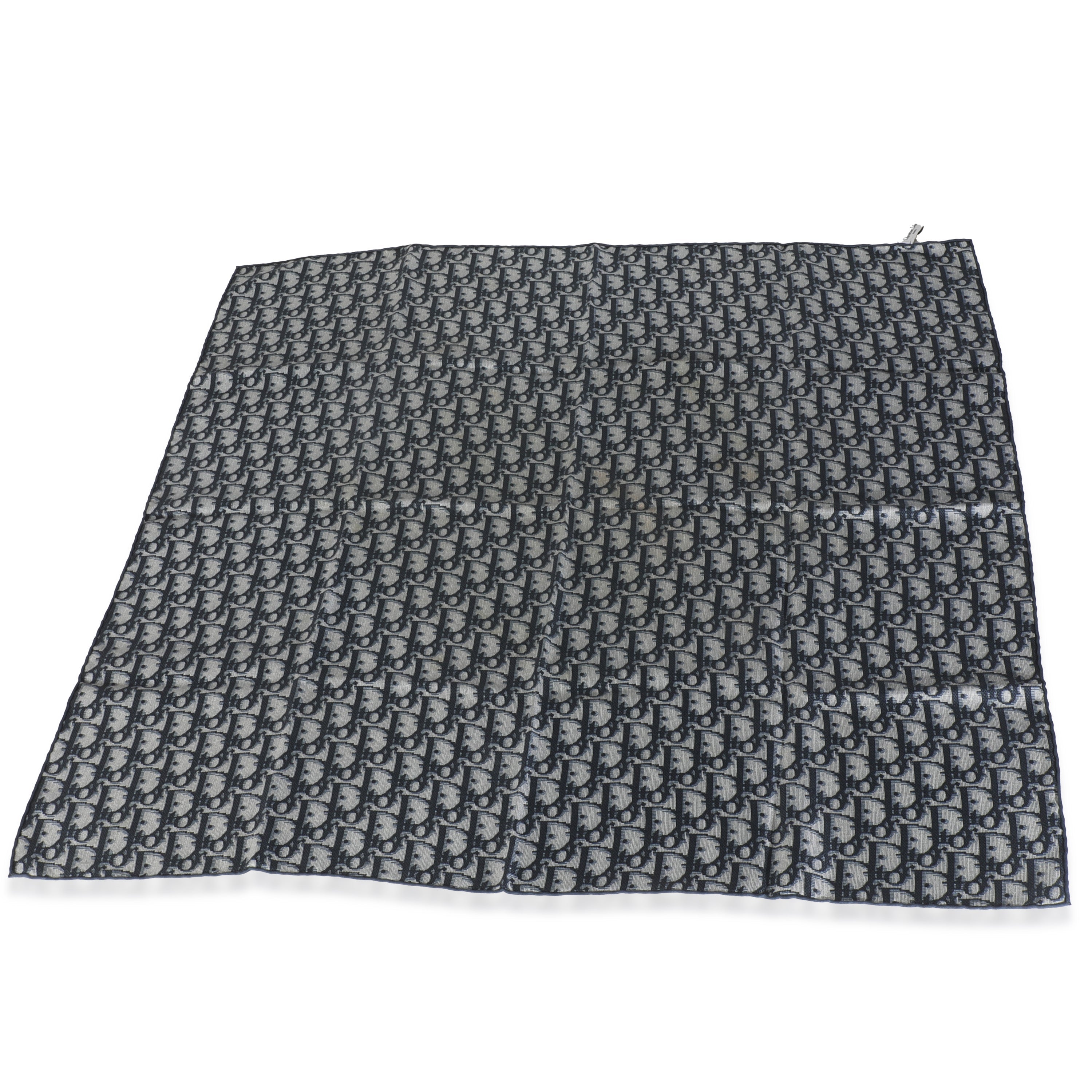 Bufanda cuadrada oblicua de seda azul de segunda mano