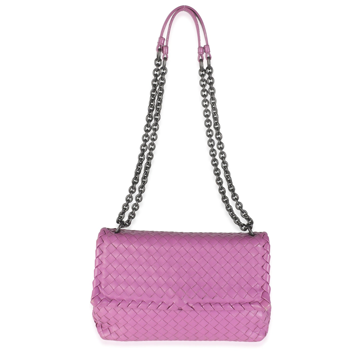 PRE-OWNED Purple Nappa Intrecciato Lambskin Small Olimpia Chain Bag