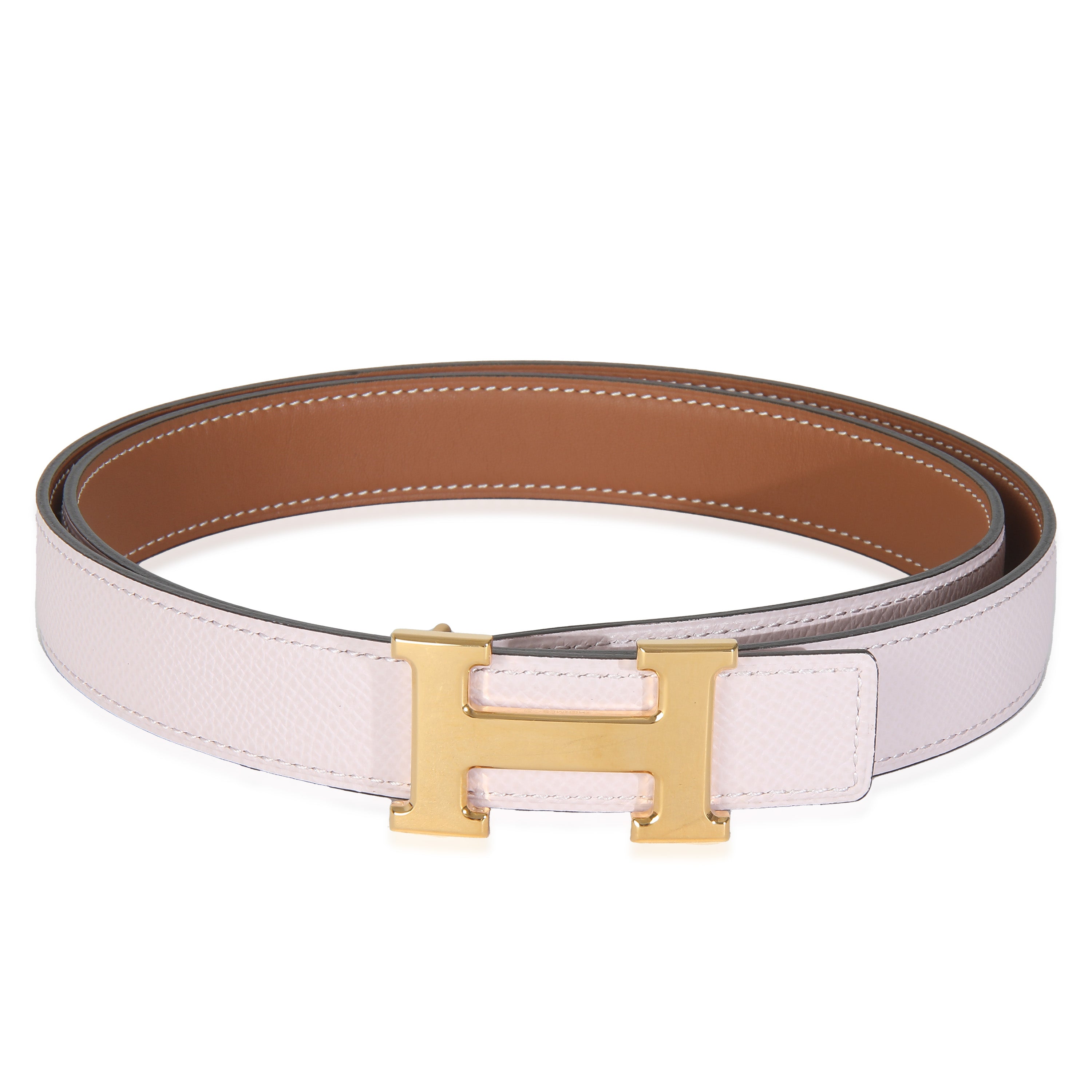 Cinturón reversible mini Swift H en color malva pálido y dorado Epsom USADO