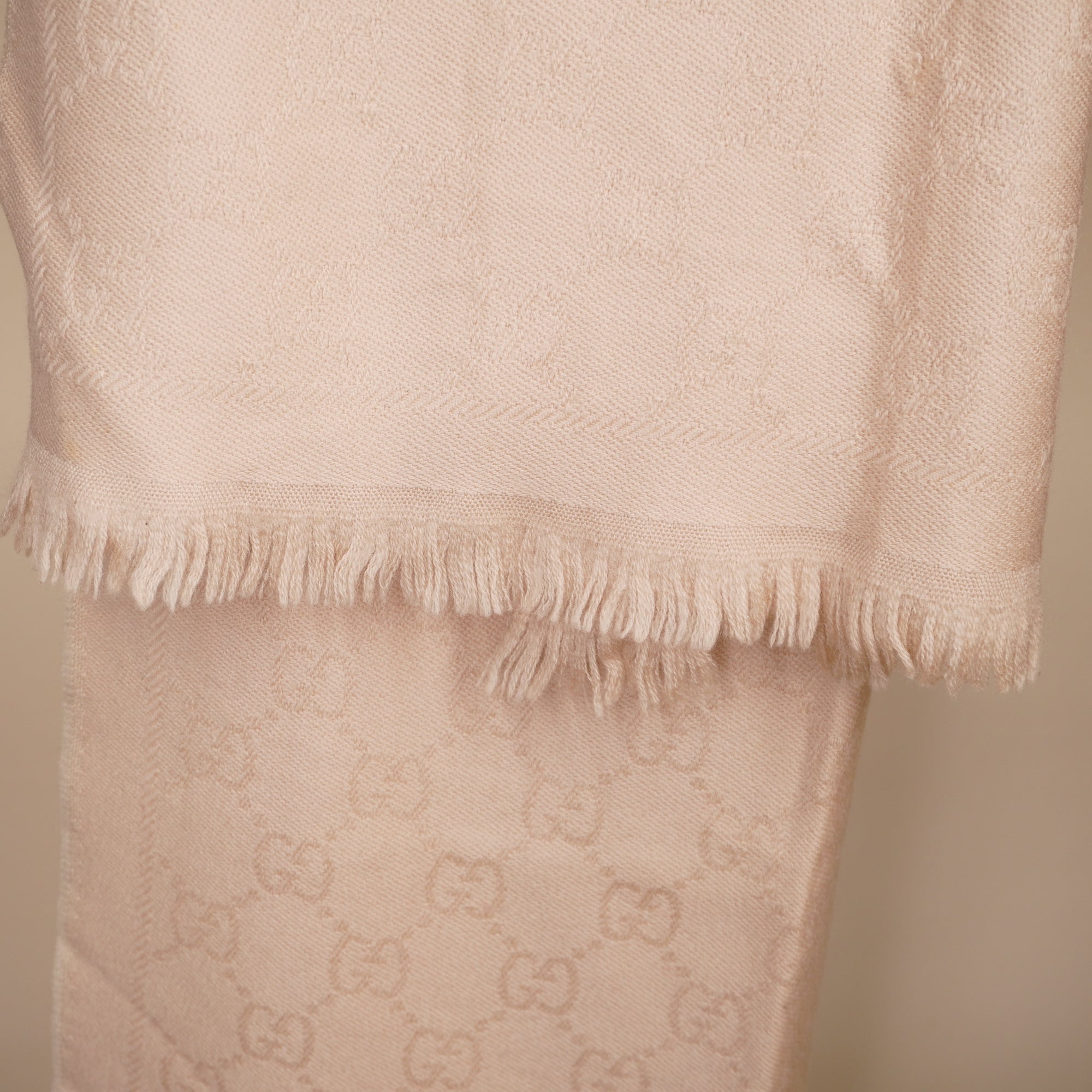 PRE-OWNED GG Light Pink Wool-Silk Scarf